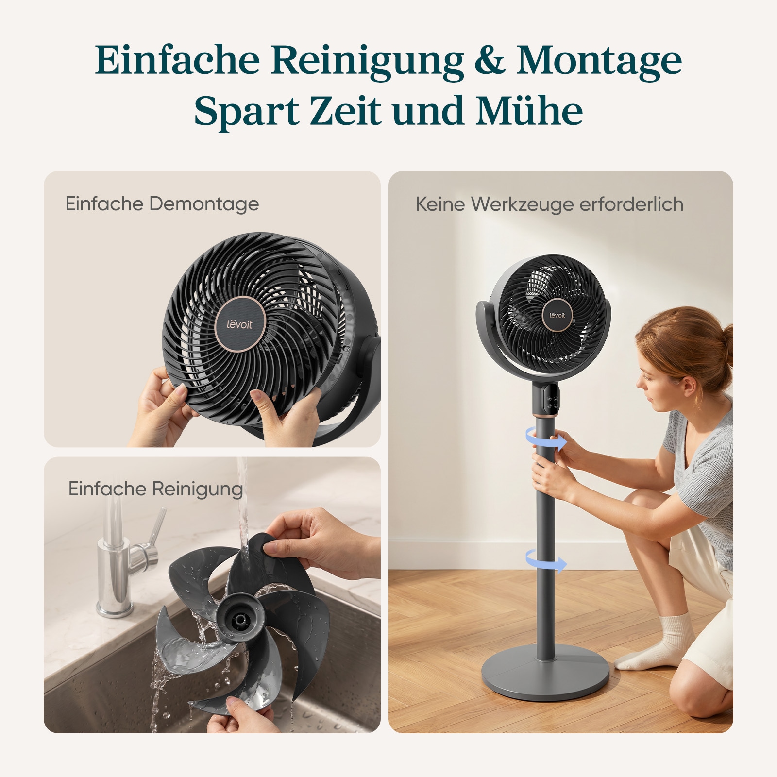 Levoit Turmventilator »LPF-R382-AEUR, mit Timerfunktion« optimale Luftzirkulation im ganzen Raum