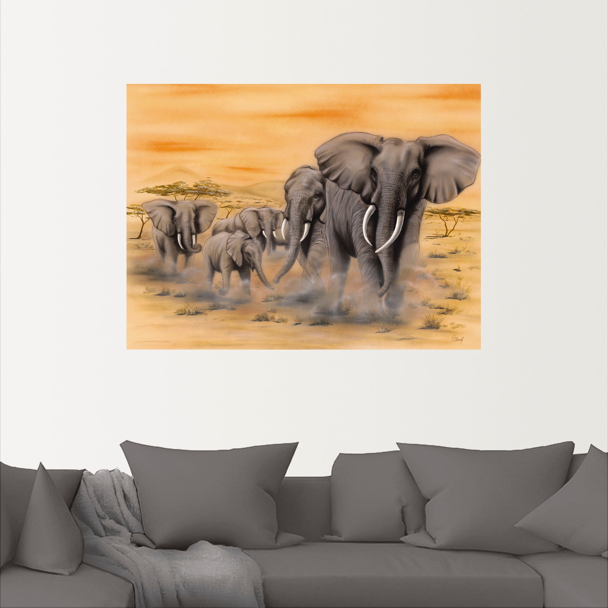 Artland Wandbild »Steppenelefanten«, Elefanten Bilder, versch. in Größen bei oder Leinwandbild, als Alubild, Wandaufkleber bestellen Poster OTTO (1 St.)