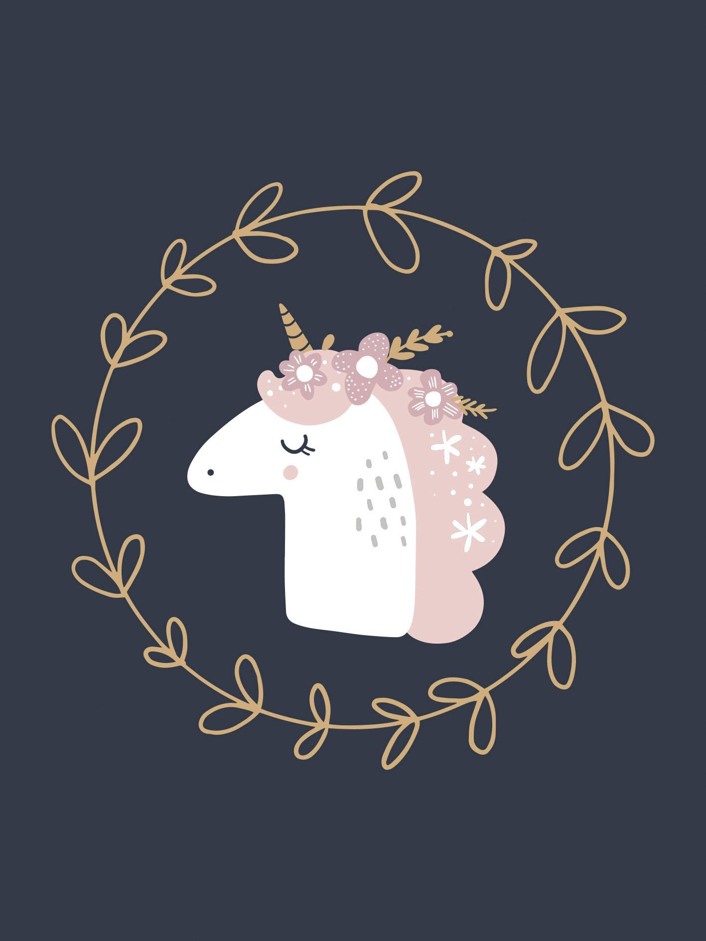 queence Leinwandbild »Einhorn«, Kunst-Himmel-Einhorn-klassische Fantasie, Premium-Leinwandstoff, Handarbeit aus Deutschland