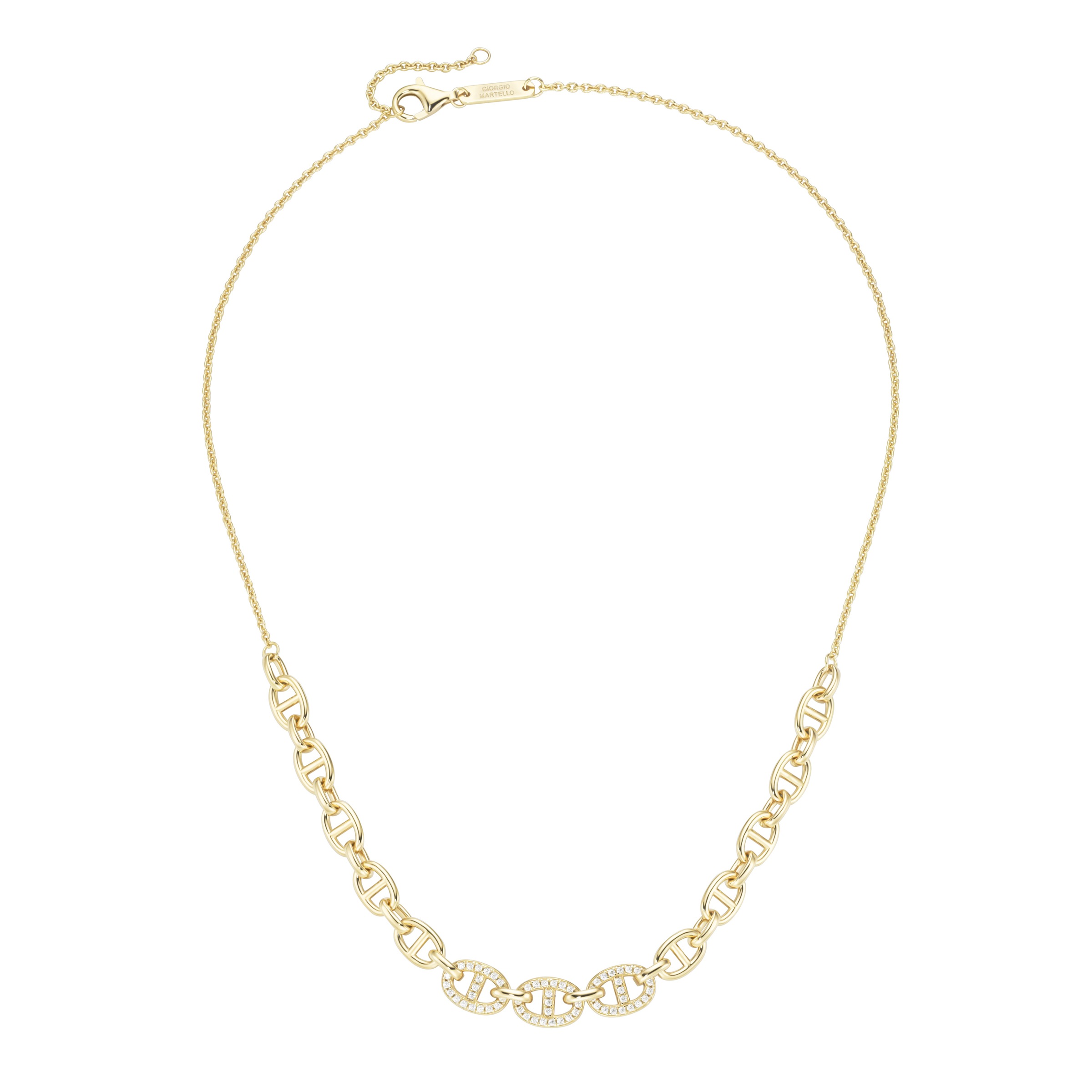 GIORGIO MARTELLO MILANO Collier »Collier Mittelteil Gliederkette, mit Zirkonia, Silber 925«