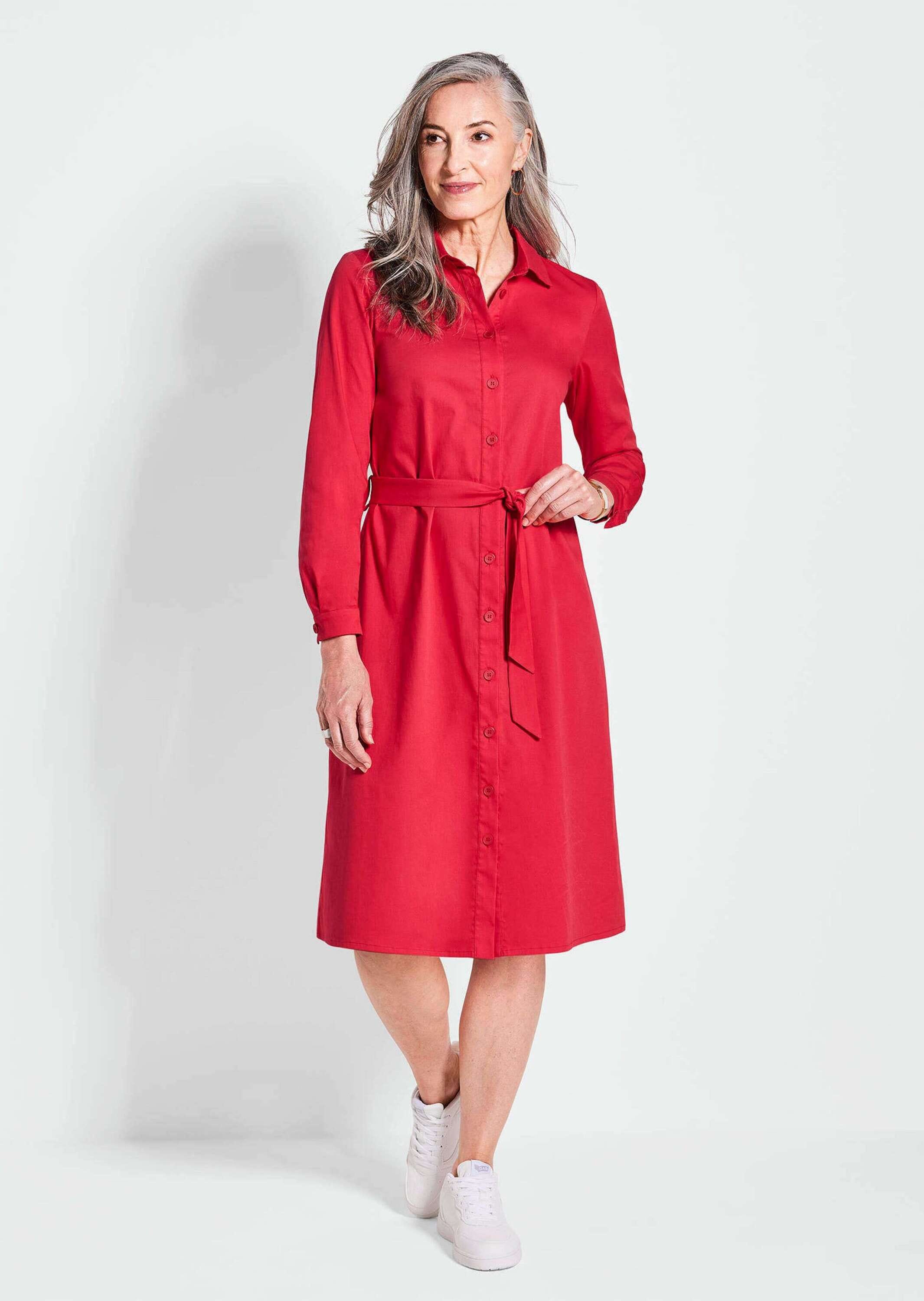 GOLDNER Sommerkleid »Elegantes Hemdblusenkleid mit Bindegürtel«