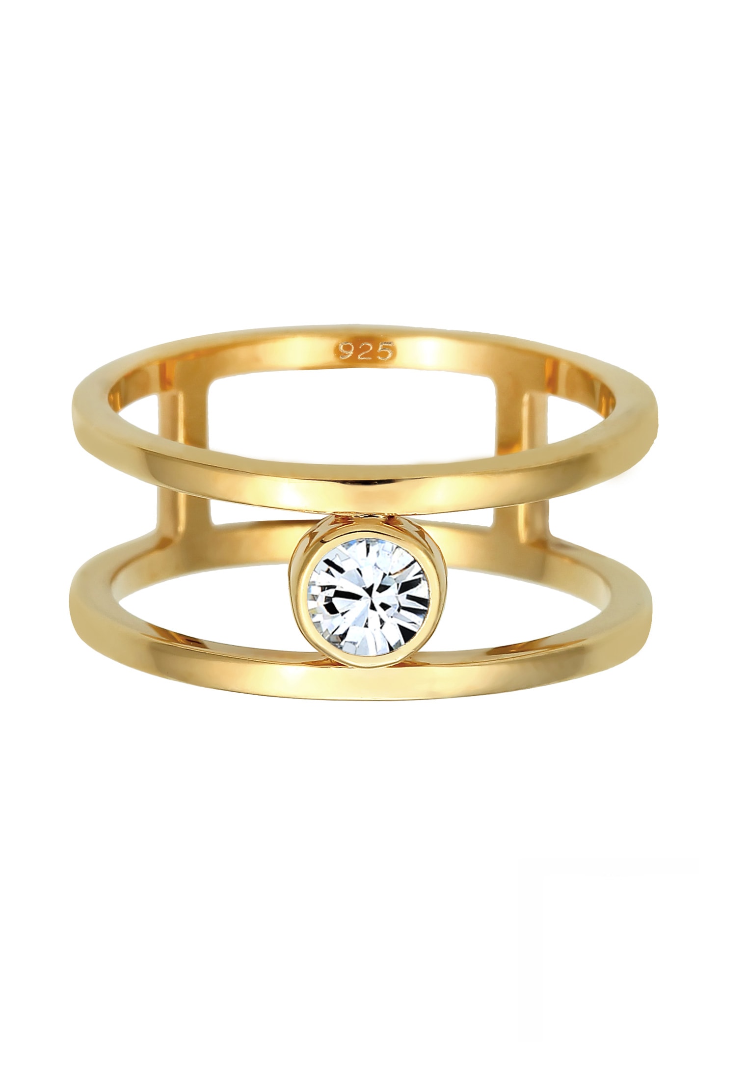 Elli Premium Silberring »Ring Glas Kristalle Weiß 925 Sterling Silber«