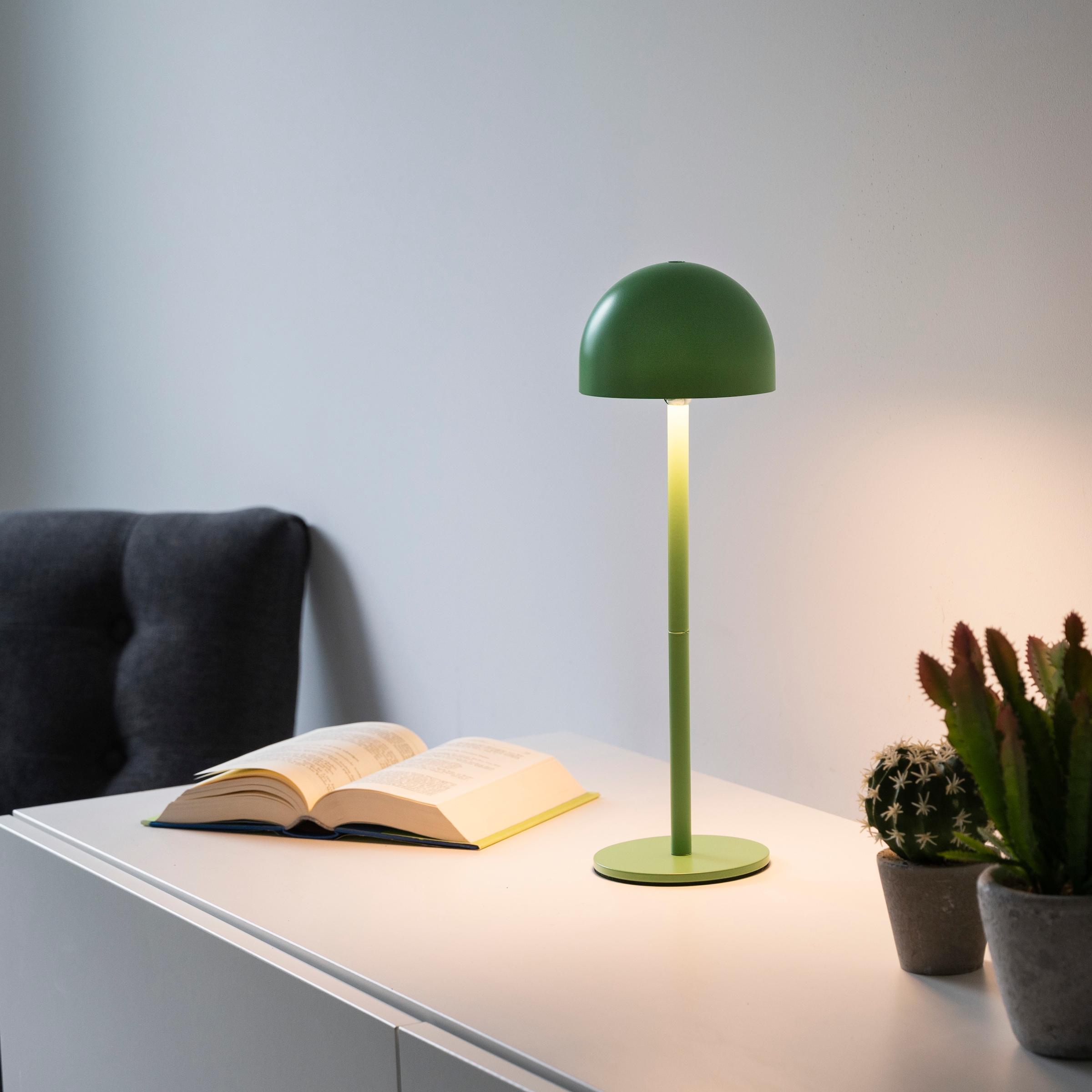 OTTO home Tischleuchte »Akku Tischlampe Garrin Indoor Outdoor, magnetischer Flaschenaufsatz« LED-Board Warmweiß Pilzlampe Flaschenaufsatz, Regulierung der Lichtstärke, Pilz, Lampe