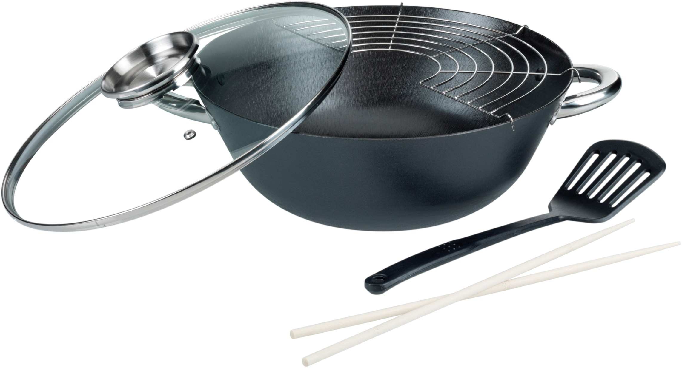 GSW Topf-Set »Gourmet Granit«, Aluminiumguss, (Set, 7 tlg., (3 Pfannen, 1  Bräter, 1 Multi-Wok, 1 Kochzange, 1 Pfannenwender), Induktion im OTTO  Online Shop