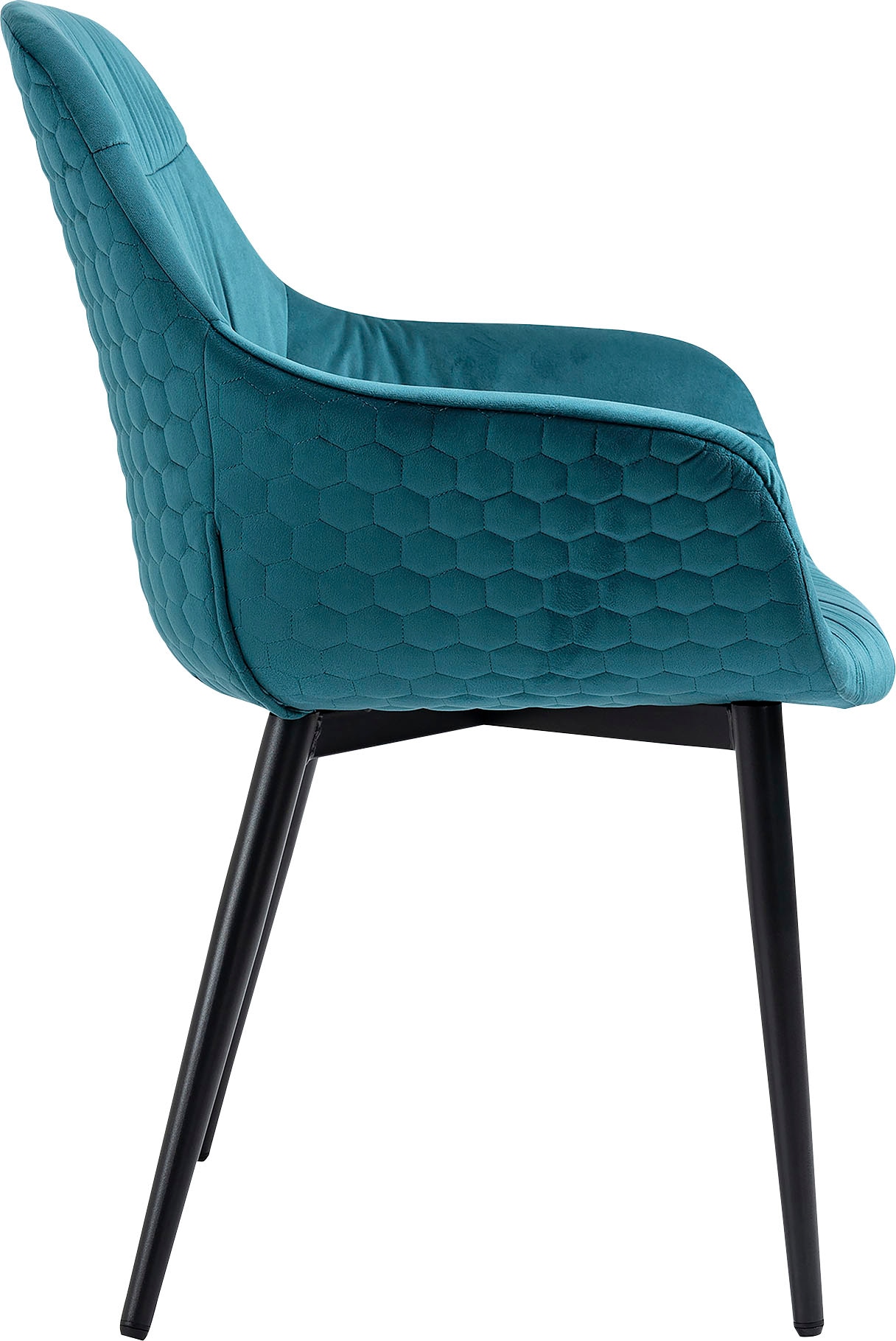 SalesFever Armlehnstuhl »Stilvoller Esszimmerstuhl für Komfort« () Esszimmerstuhl, Wabensteppung aussen, Quersteppung innen, Metallfüße