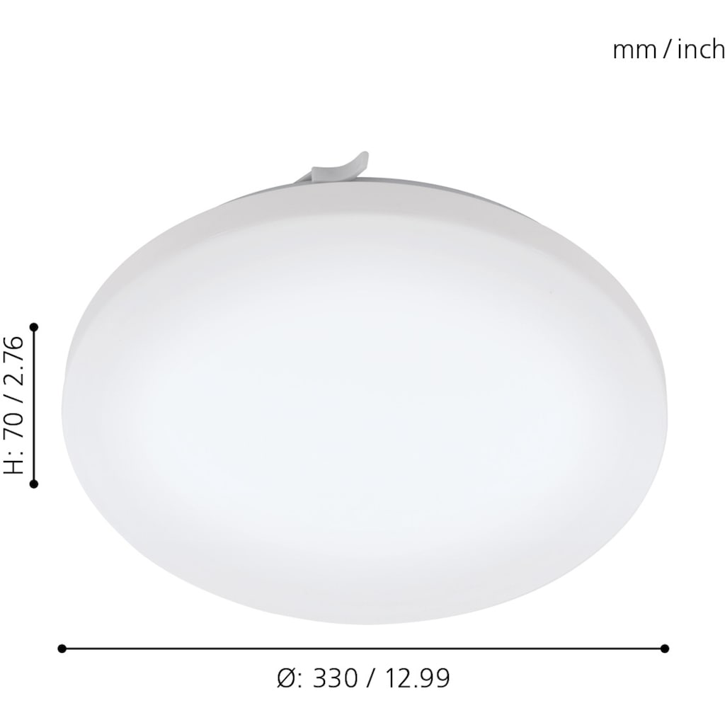 EGLO LED Deckenleuchte »FRANIA«, 1 flammig-flammig, Deckenleuchte, Stahl, Kunststoff, Weiß, Lampe, Ø: 33 cm, IP44