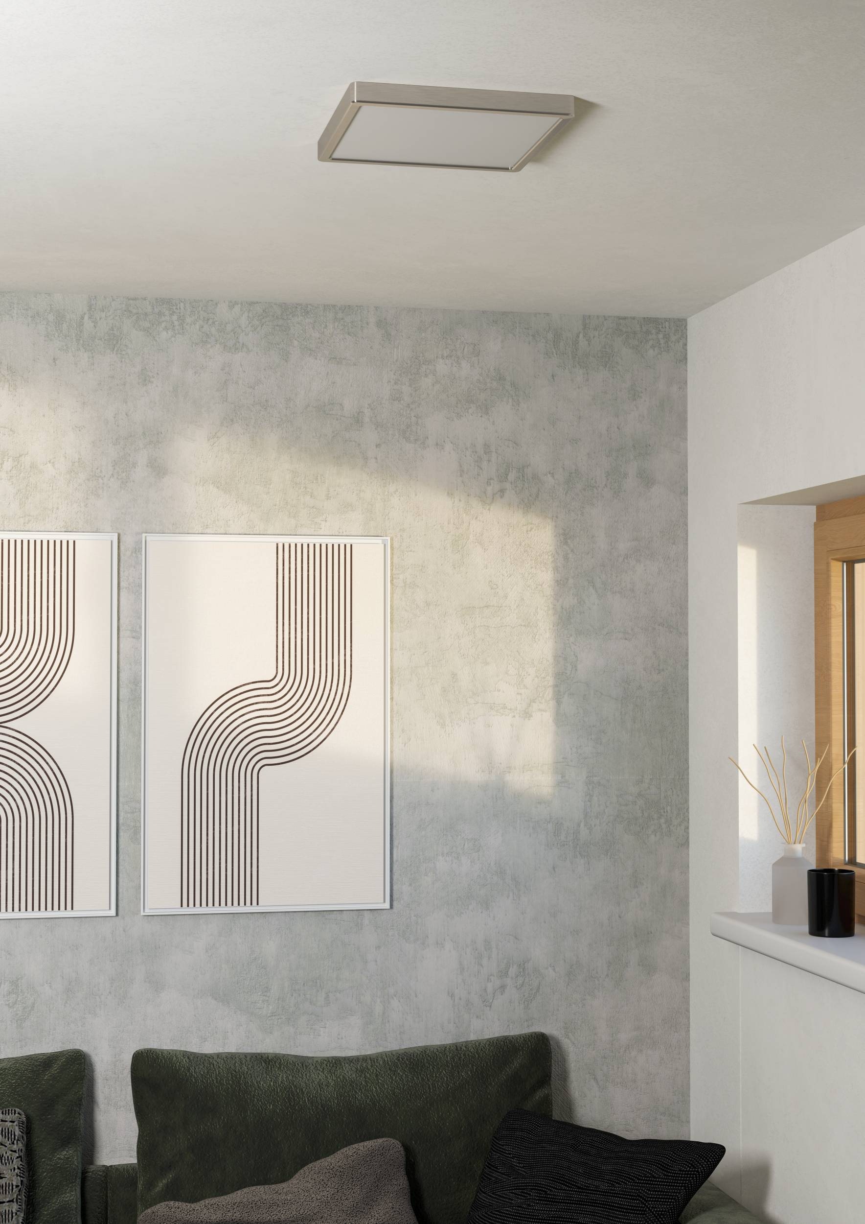 EGLO Aufbauleuchte »Fueva 6 Deckenleuchte, Metall und Kunststoff, Deckenbeleuchtung, Lampe« LED-Modul 1 Stk. Kaltweiß | Neutralweiß | Warmweiß Aufbauleuchte - L29 x B29 x H2,5 cm - nickel-matt - 13W inkl.