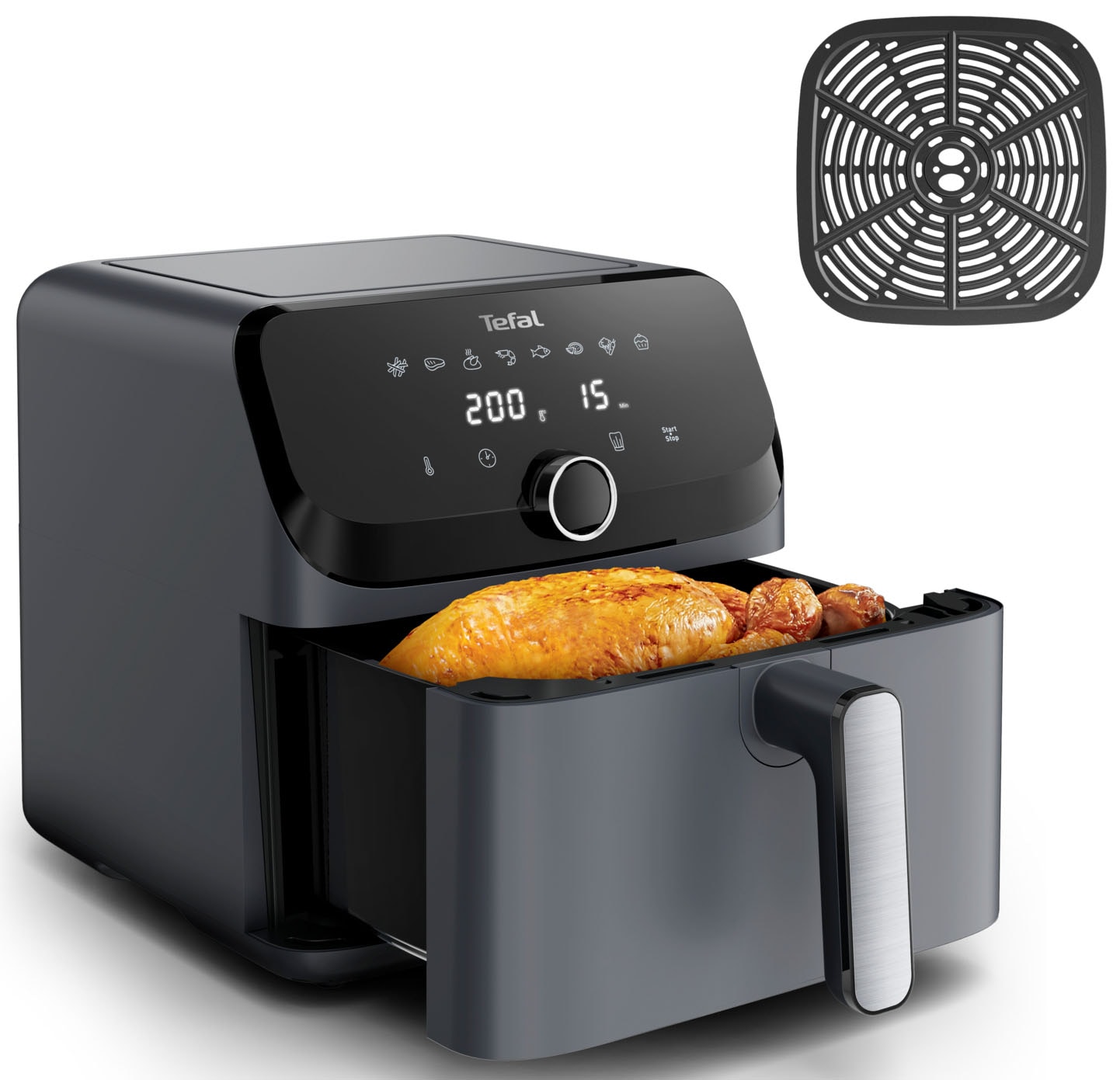 Tefal Heißluftfritteuse »EY855B Easy Fry Mega Heißluftfritteuse« 2020 W 8 voreingestellte Programme, extragroßes Fassungsvermögen, EY855B in grau