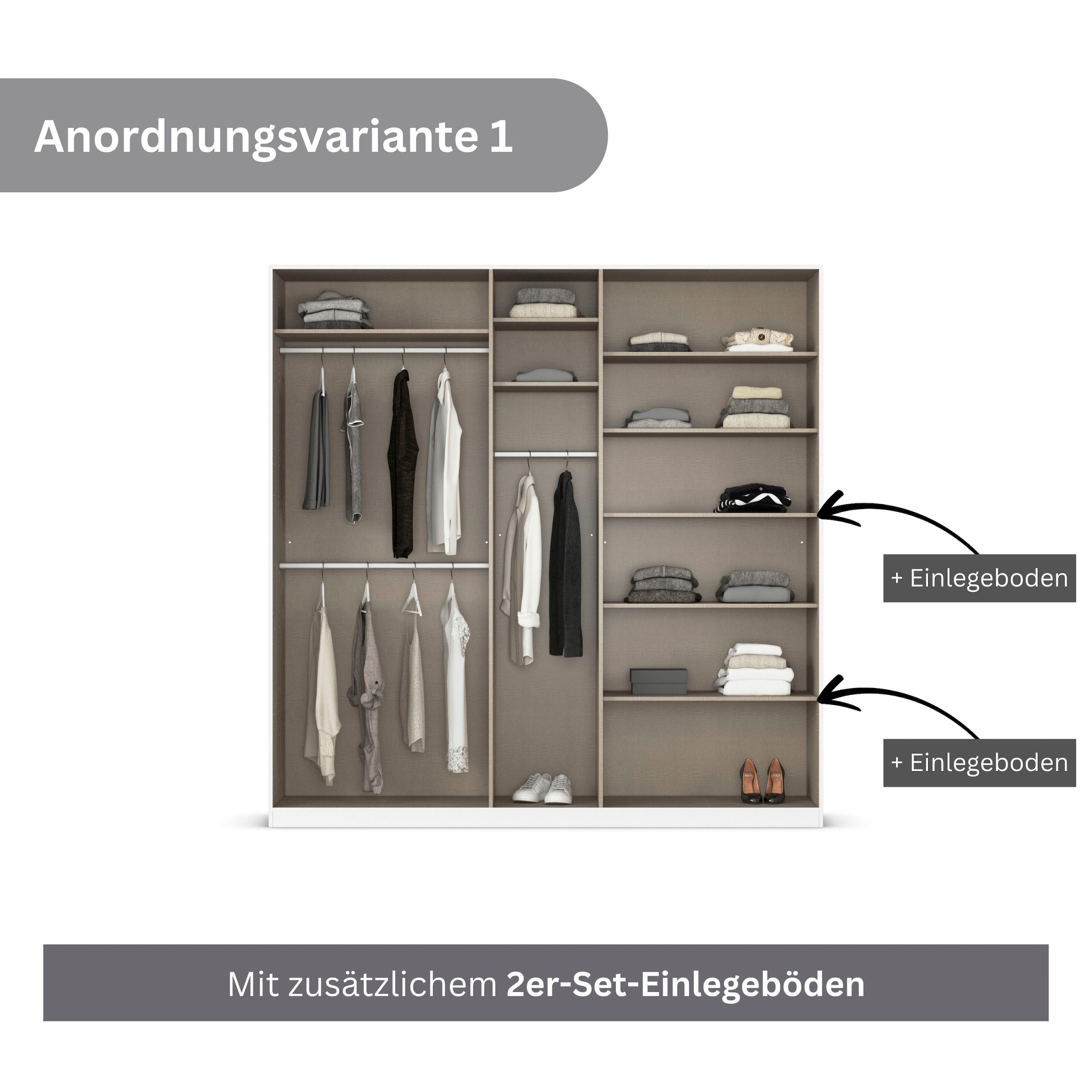 rauch Drehtürenschrank »Kleiderschrank Schrank Garderobe AGORDO TOPSELLER Schlafzimmer«, (in zwei Griff-Farben mit Dekor- oder Hochglanzfront), durchdachte Innenausstattung, in 6 Breiten und 2 Höhen MADE IN GERMANY