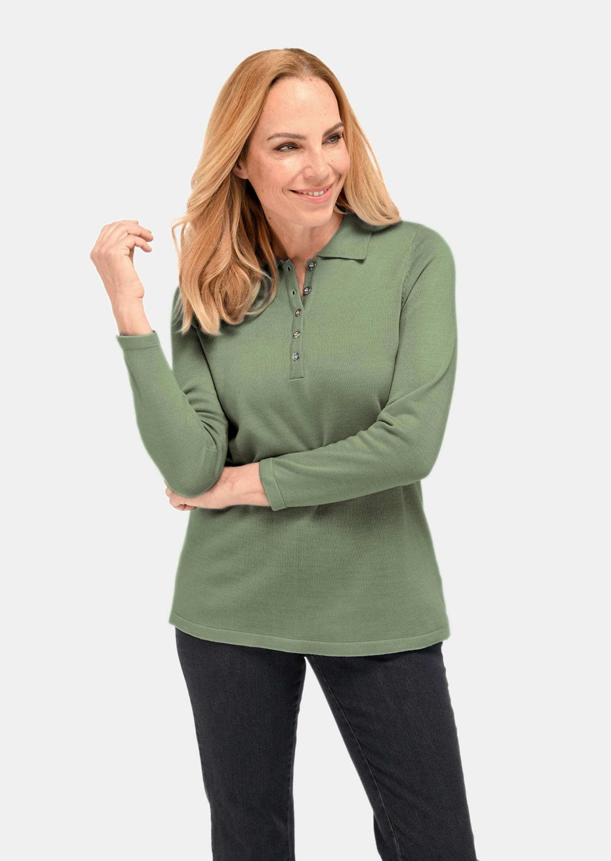 GOLDNER Strickpullover »Kurzgröße Kurzgröße - Unkomplizierter Pullover mit Polokragen«