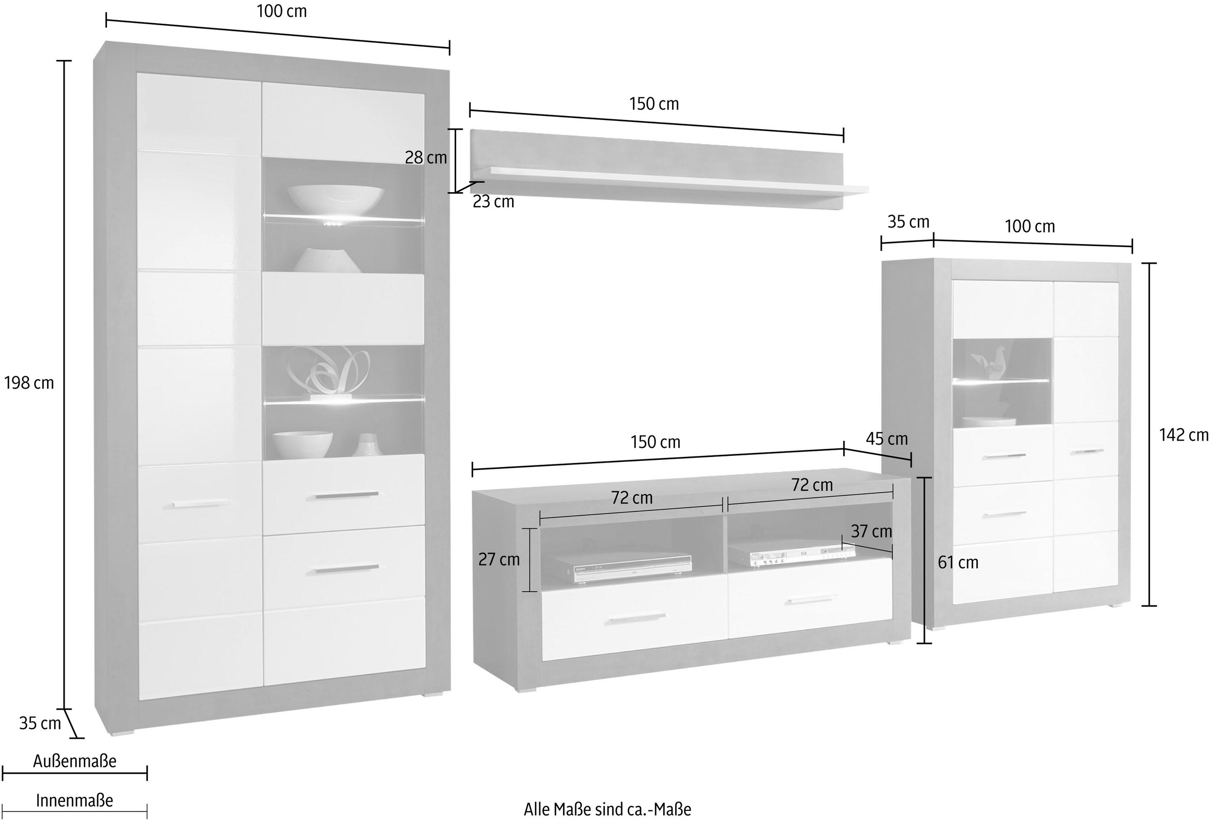 Home affaire Wohnwand »Etero« Set, 4 Stk. tlg.