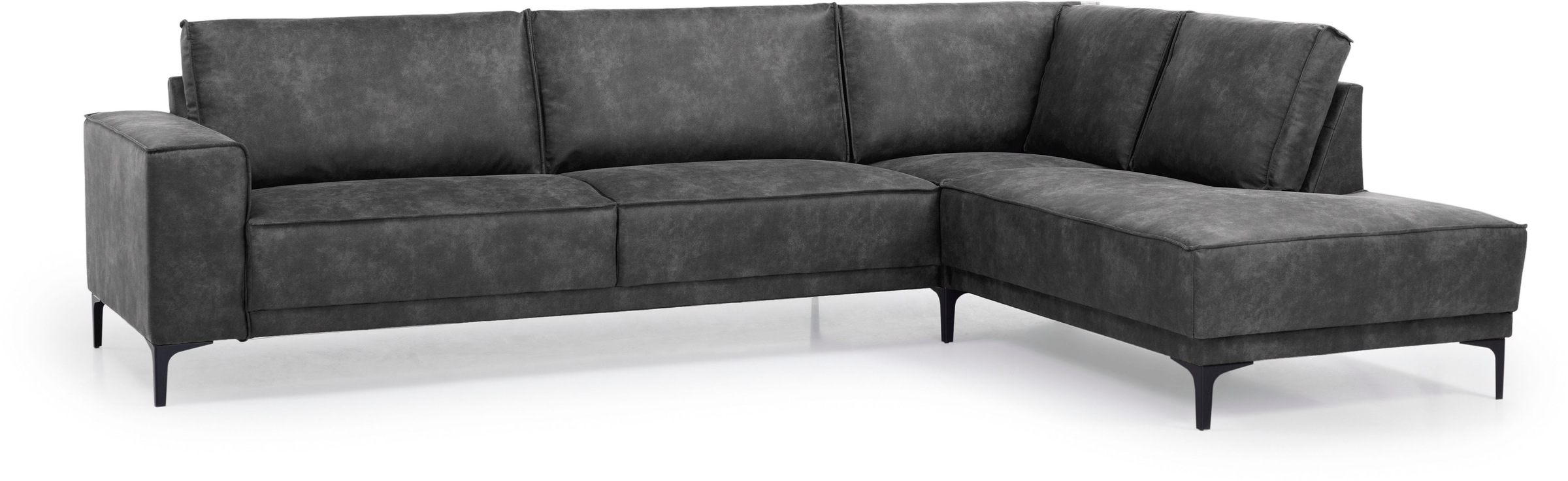 Places of Style Ecksofa »Polsterecke Oland, Struktur, Flachgewebe, Luxus-Microfaser, Boucle«, L-Form, 289 cm, Wellenunterfederung, Skandi-Design, Metallfüße