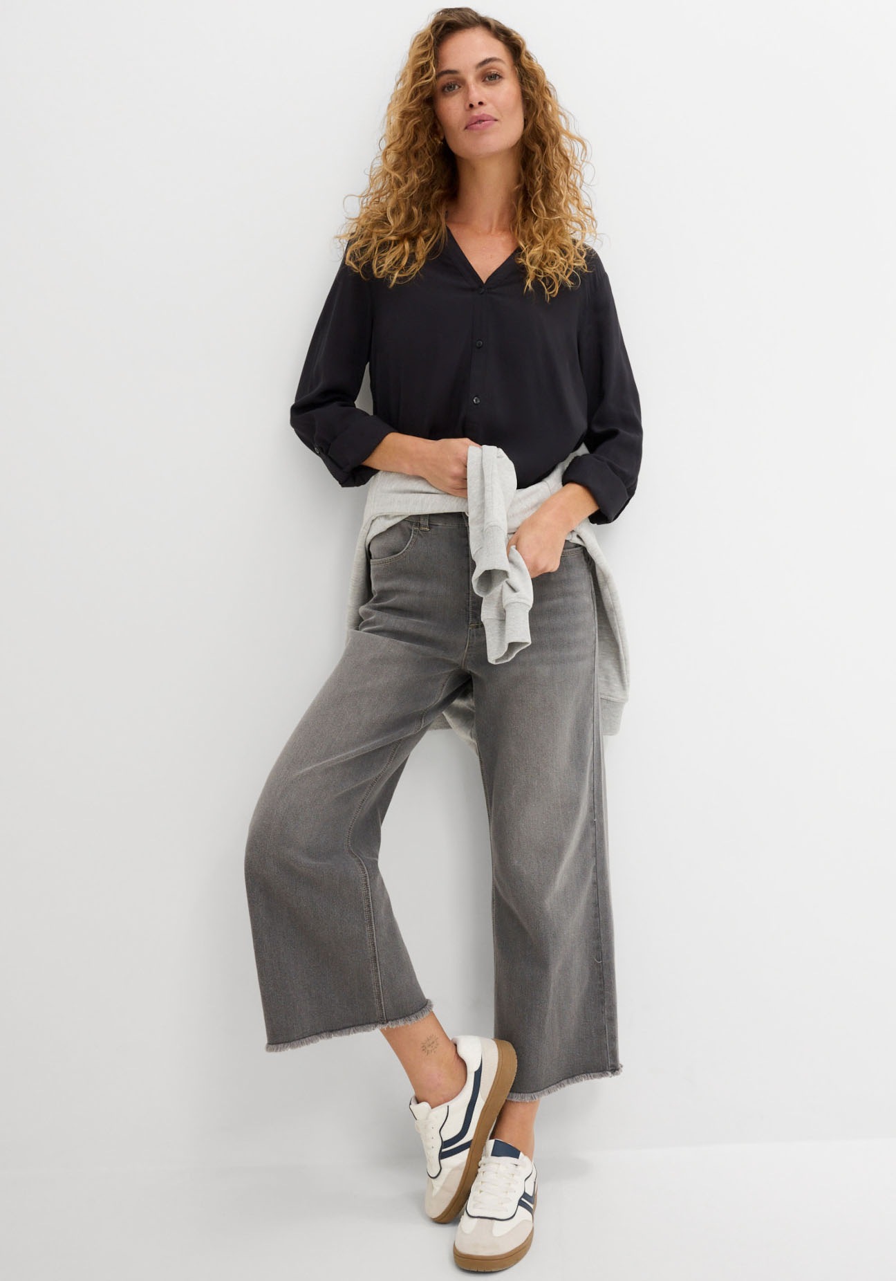 bonprix Langarmbluse figurumspielende Passform, für Casualmode, aus Viskose