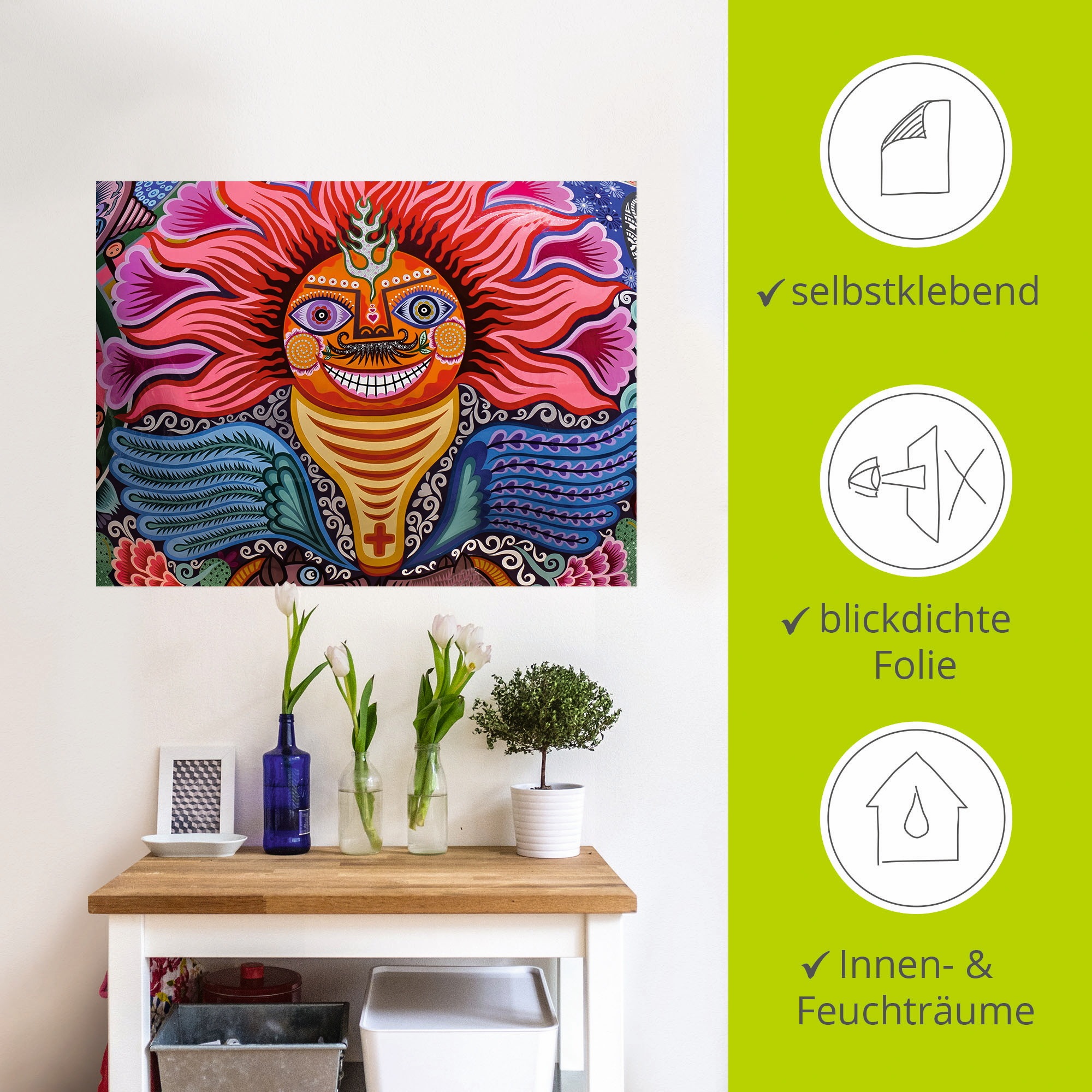 Artland Wandfolie »Farbenfrohe abstrakte Grafik«, klassische Fantasie, (1 St.), selbstklebend