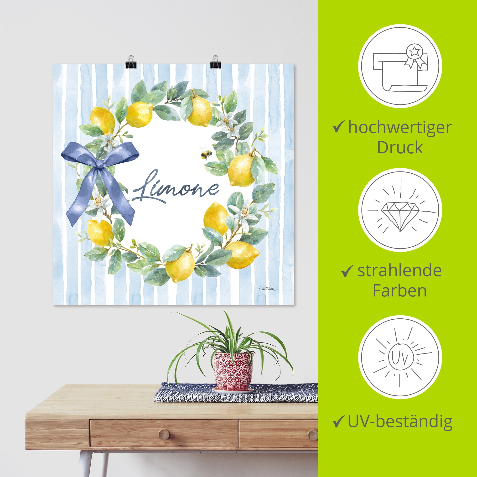 Artland Wandbild »Le Citron IV« Arrangements 1 Stk. tlg. als Alubild, Leinwandbild, Poster, Wandaufkleber in verschied. Größen