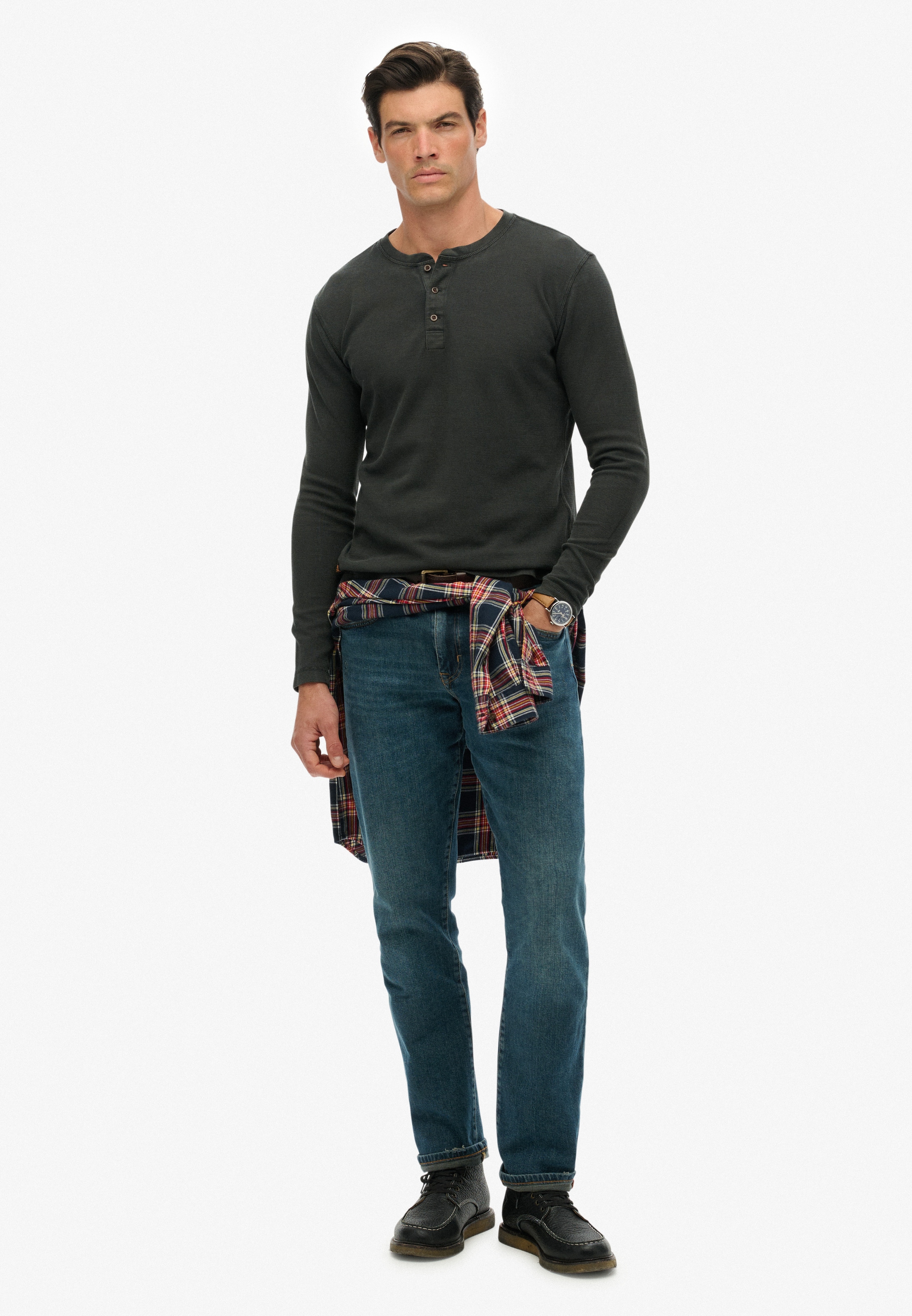 Superdry Langarmshirt »WAFFLE LONG SLEEVE HENLEY TOP«