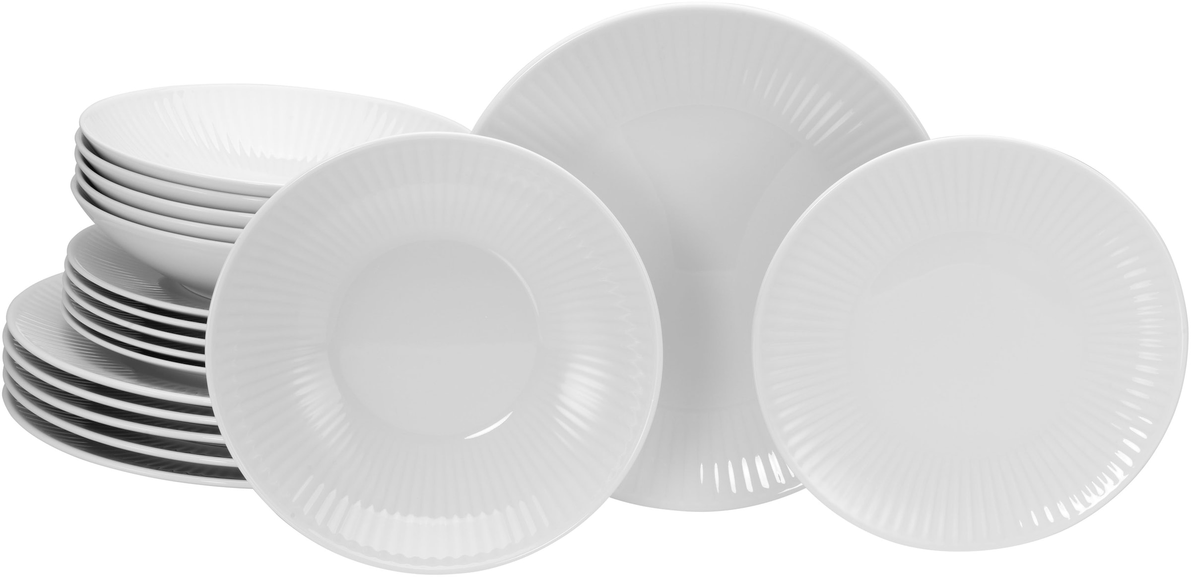 CreaTable Teller-Set »Valencia Weiß, Teller Set 18-tlg« Elegant, Boho Chic