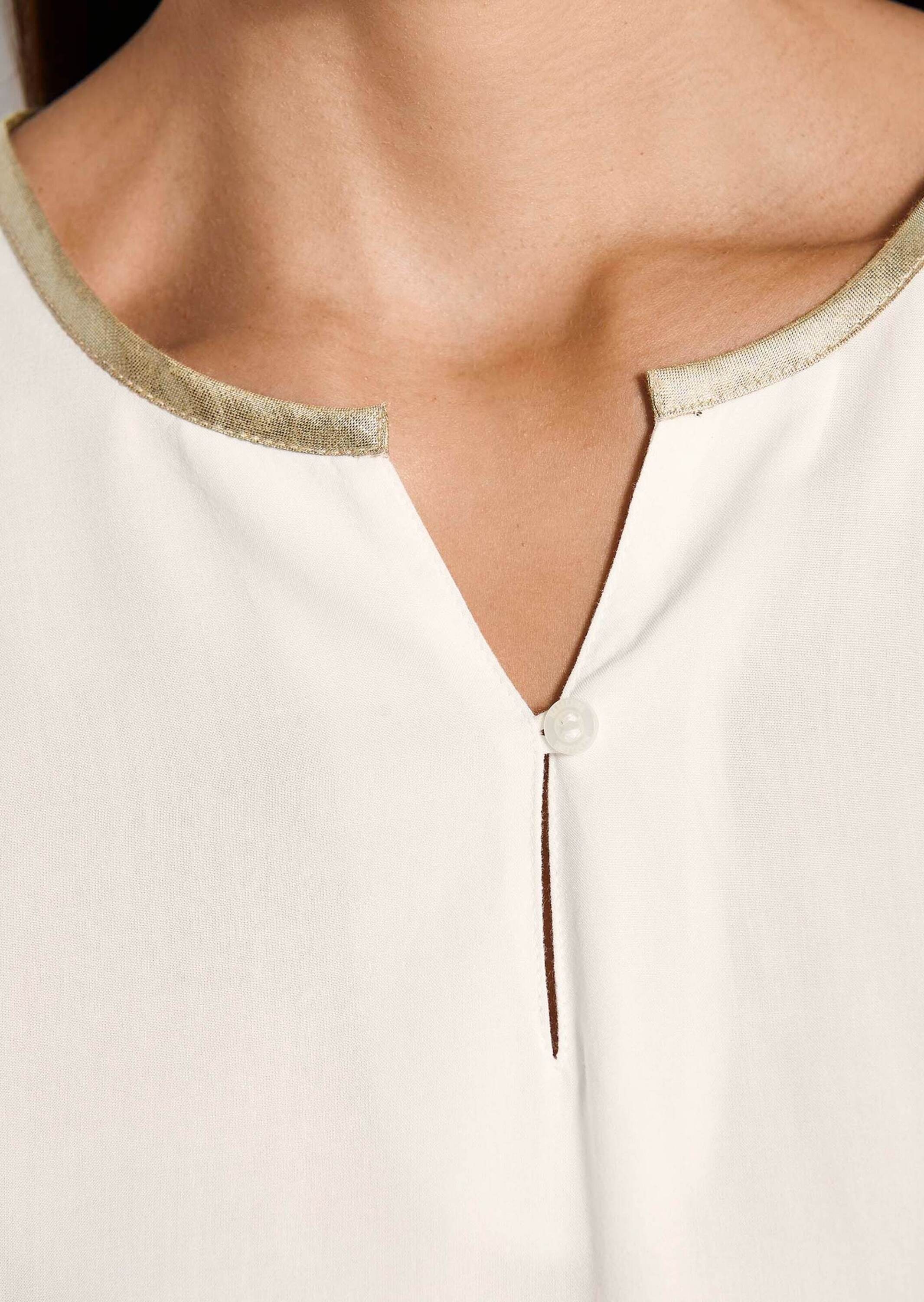 MADELEINE Kurzarmbluse »Blusenshirt Schlupfbluse mit Kontrastpaspel« Paspel