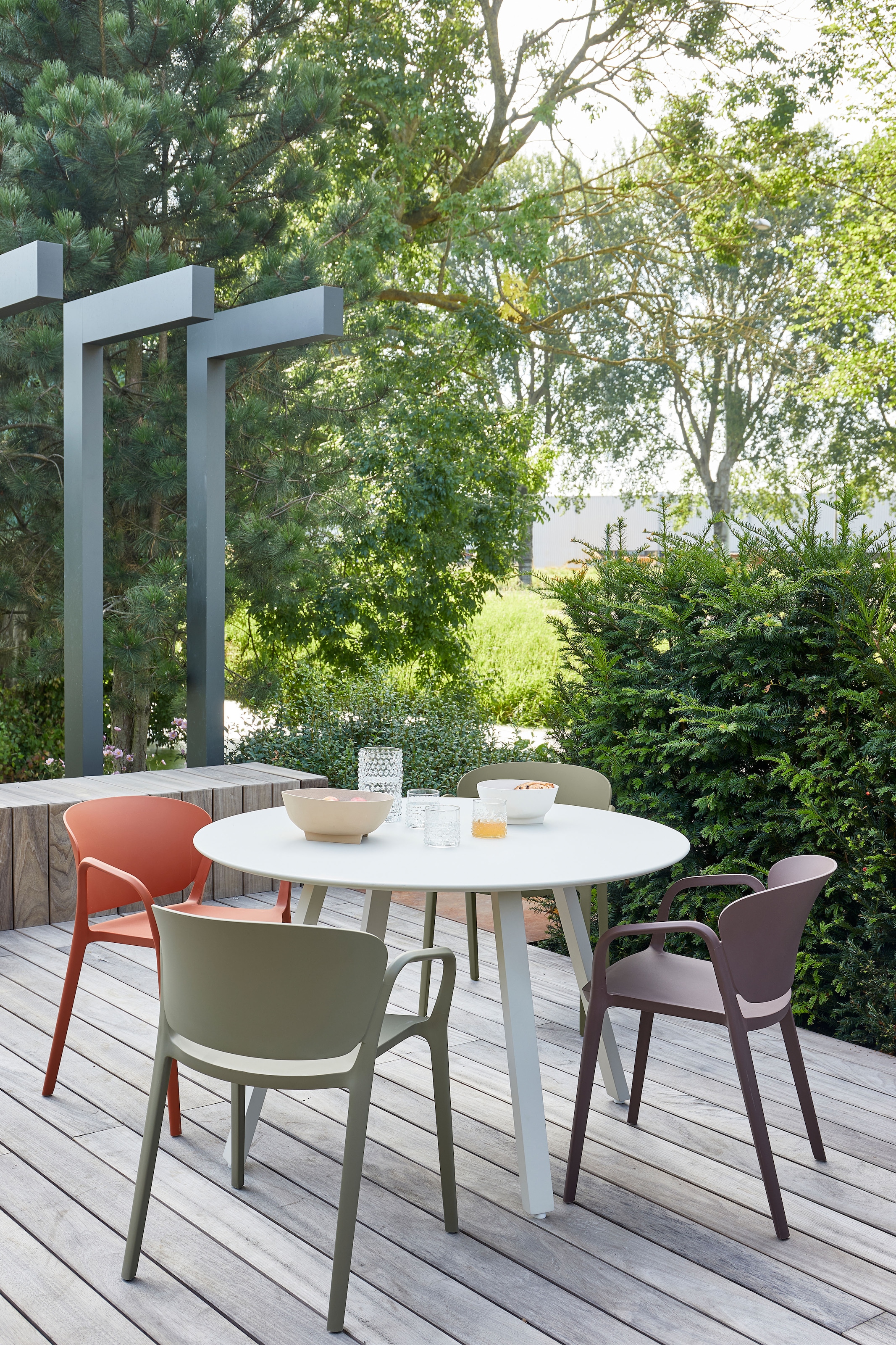 WOOOD Esszimmerstuhl »Bent Polypropylen stapelbar für In- und Outdoor, H 75 x B 57 x T 56 cm« () (Set, 2 St) Tragkraft 150 kg, fertig montiert, wasserabweisendes