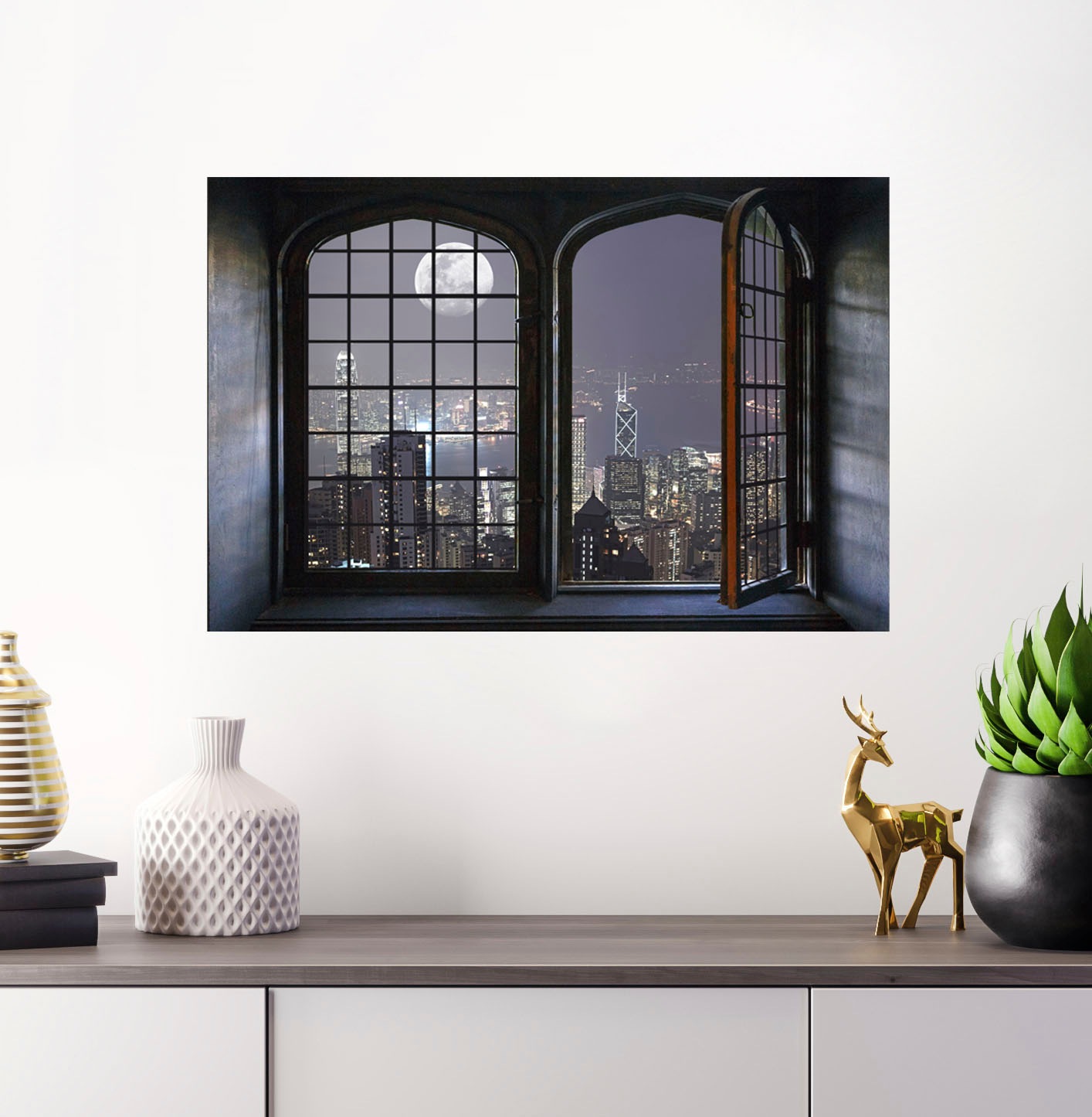 queence Wandsticker »Vollmond« Wandsticker, Wandbild, selbstklebend, 3D, Fenster