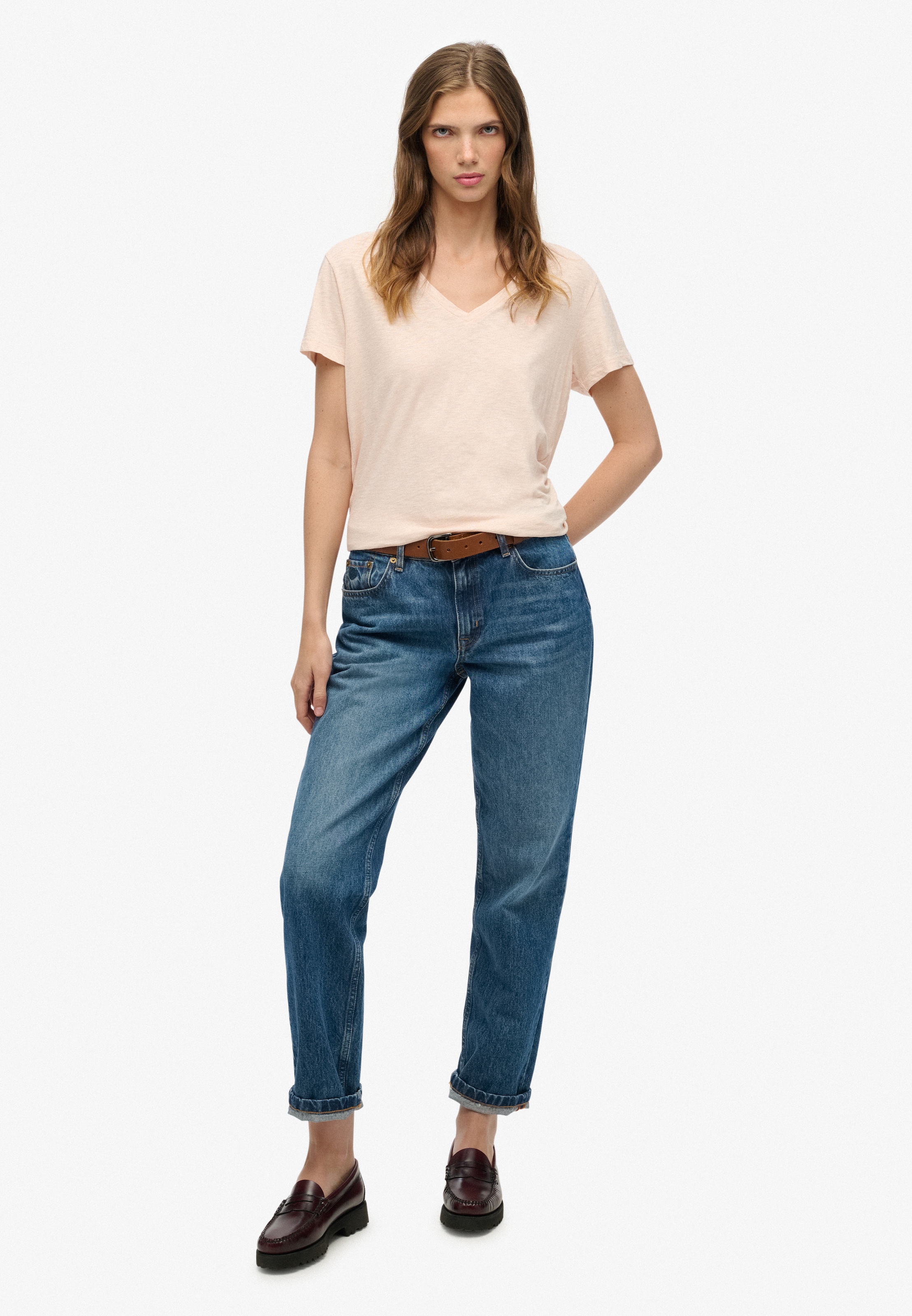 Superdry T-Shirt »STUDIOS SLUB EMB VEE TEE« Baumwollmischung, relaxed fit