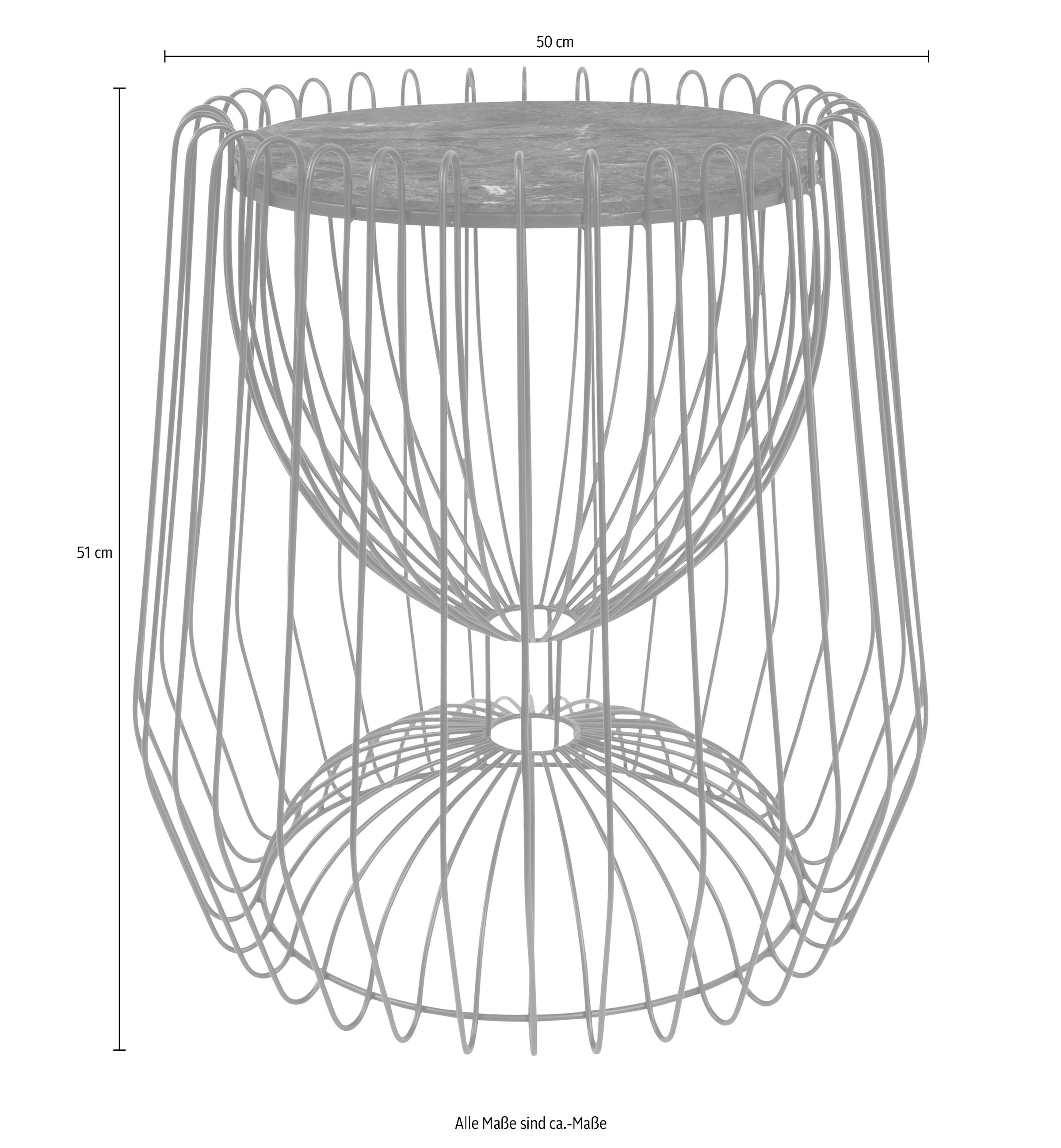Kayoom Beistelltisch »Malibu 225, Beistelltisch mit edler Marmorplatte«, (1 St.), ø-Marmorplatte: 33,5 cm, angesagtes Metalldesign, pflegeleicht