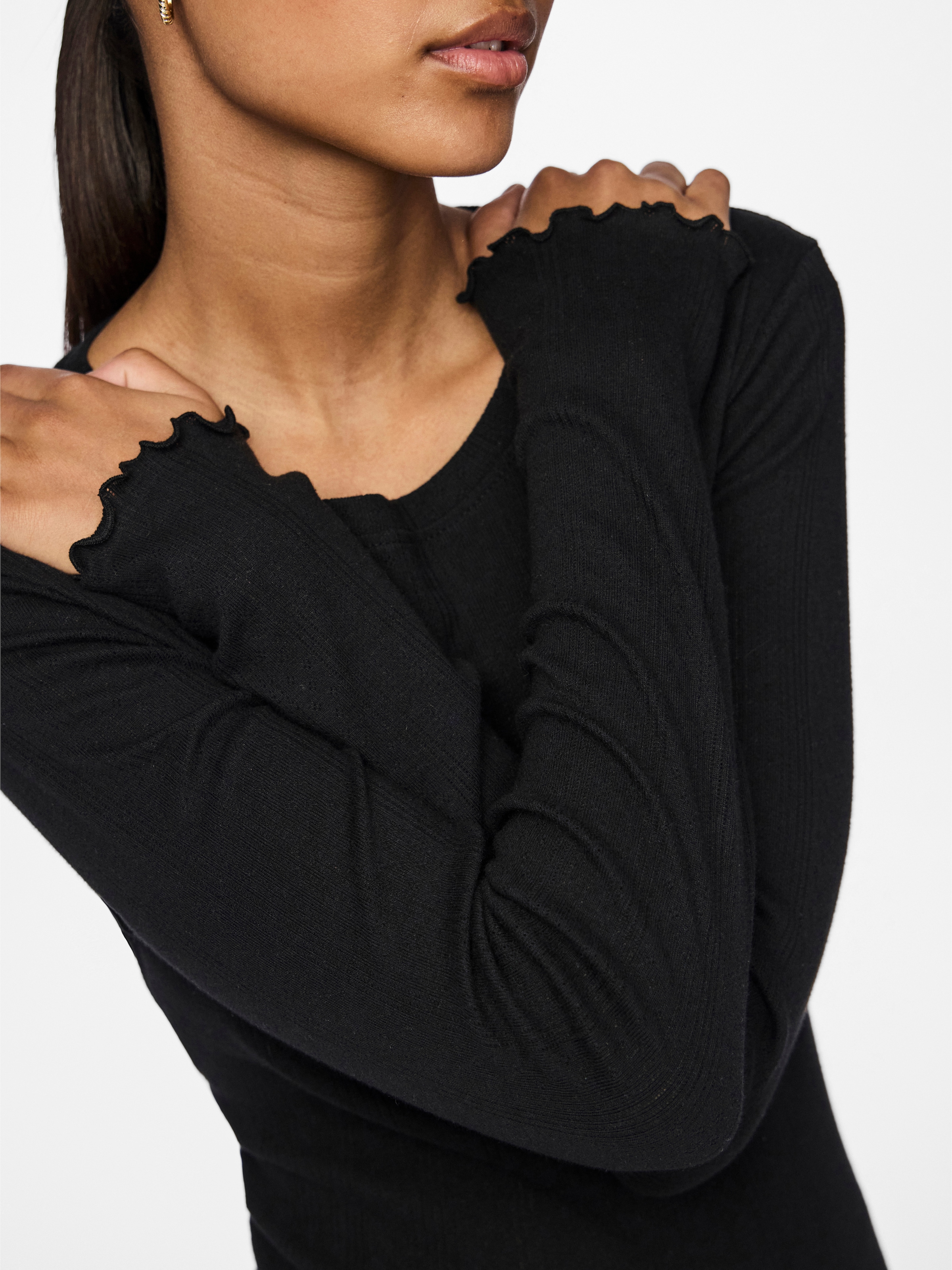 pieces Langarmshirt »PCMARIE LS O-NECK POIN TOP JRS NOOS BC«