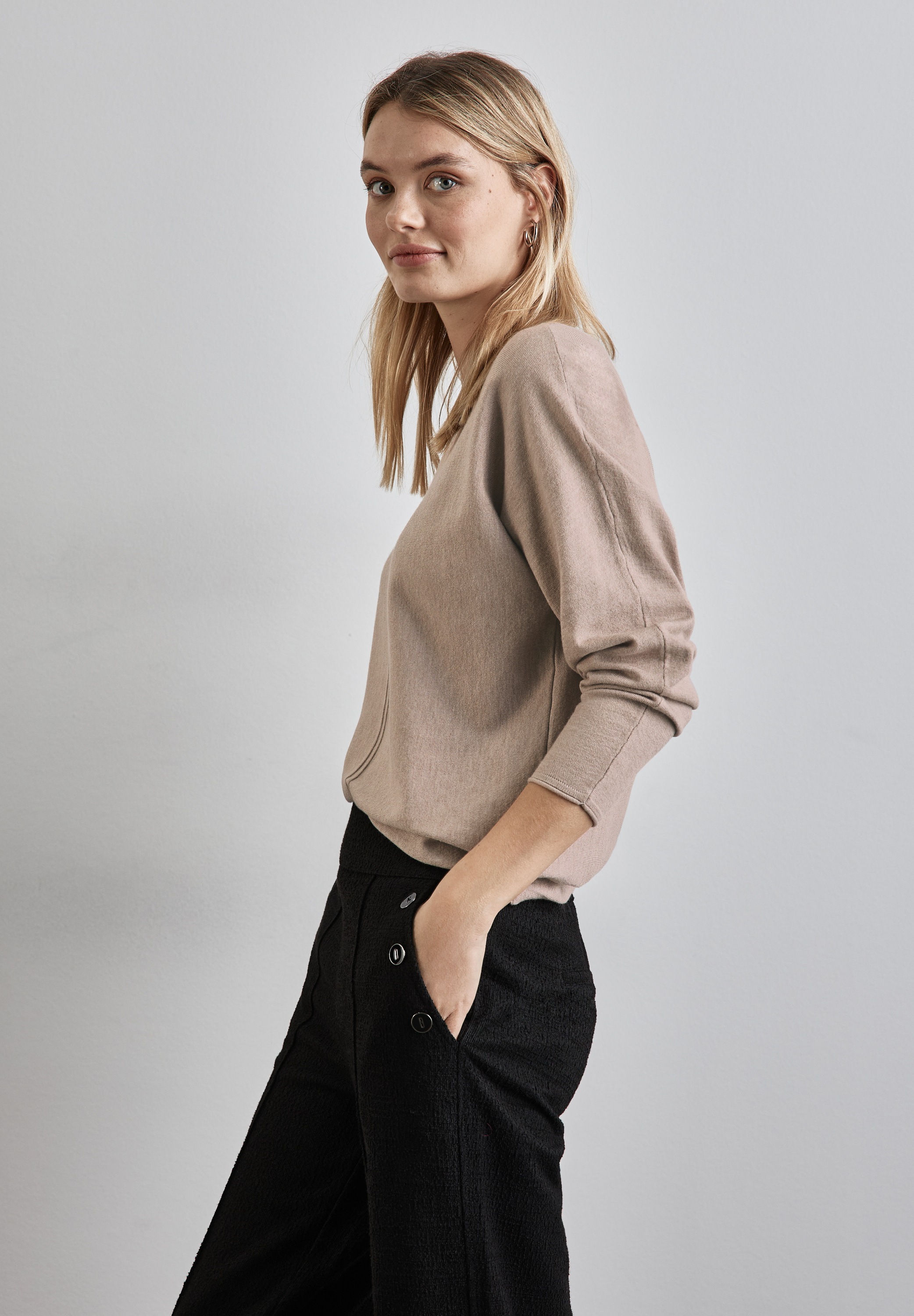 STREET ONE Strickpullover, im Dolman-Stil, mit U-Boot-Ausschnitt