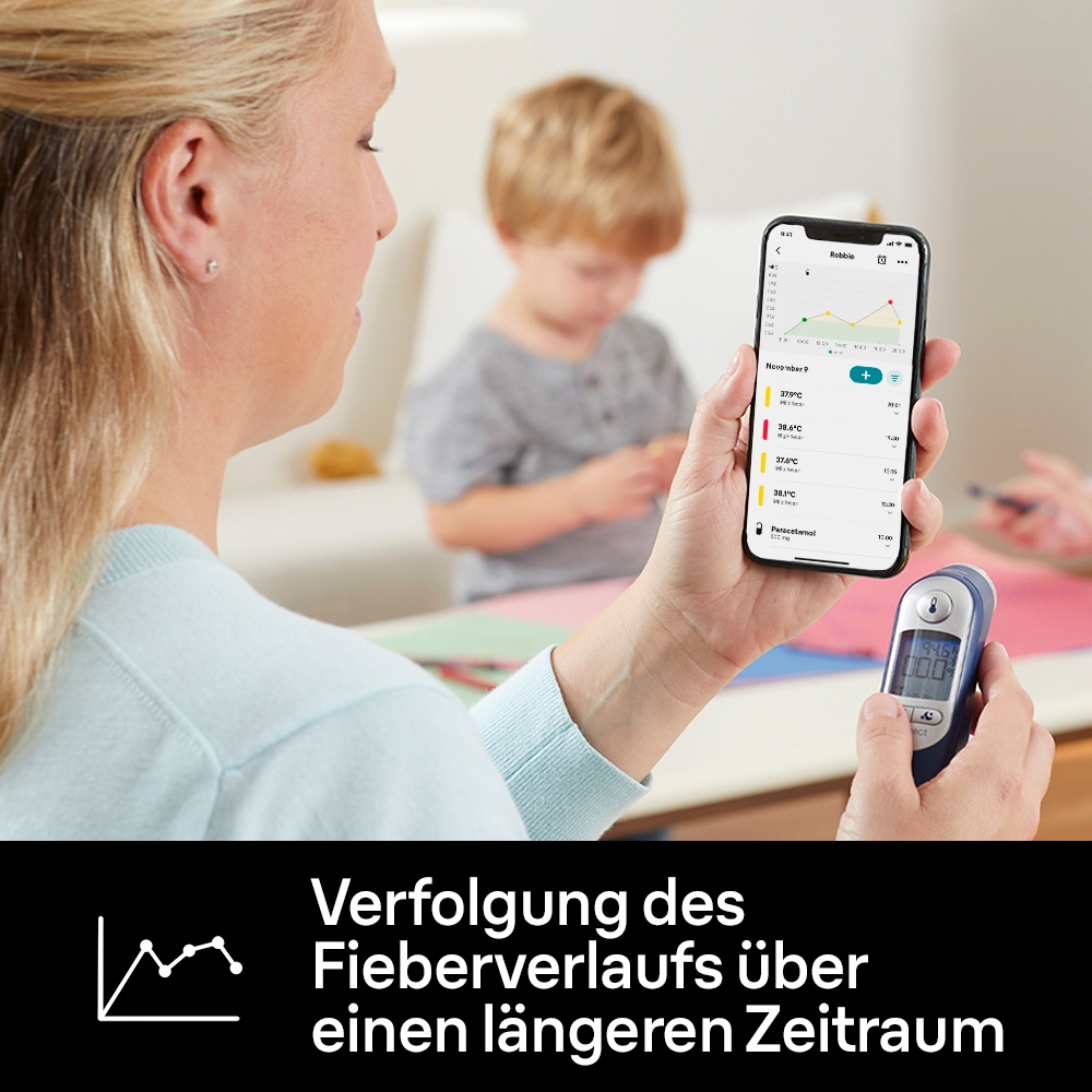 Braun Fieberthermometer »ThermoScan® 7+ connect Ohrthermometer IRT6575NWE«, Für alle Altersgruppen geeignet, einschließlich Neugeborene, Bluetooth