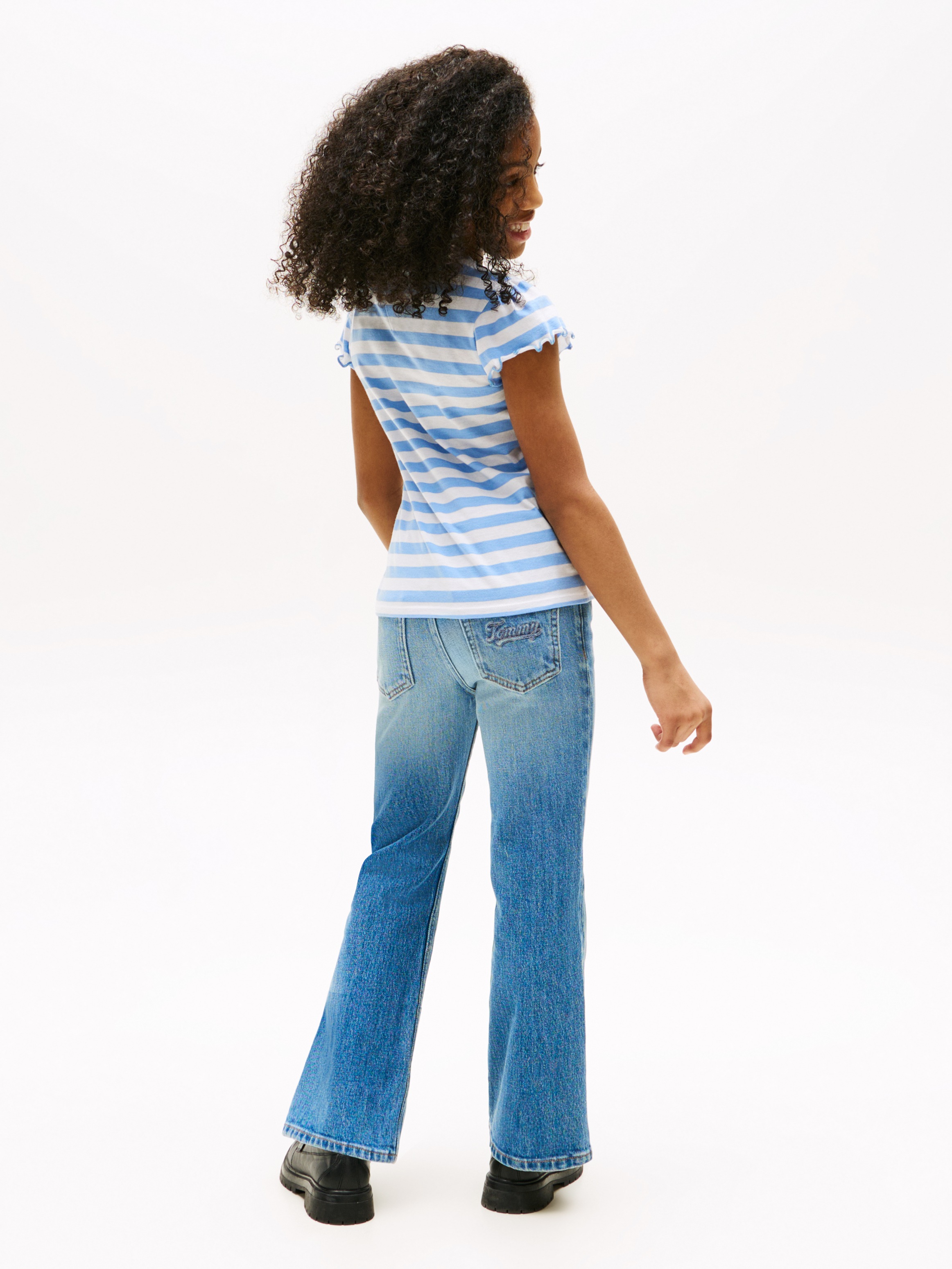 Tommy Hilfiger T-Shirt »ESSENTIAL STRIPE RUFFLE TOP SS« für Kinder bis 16 Jahre, mit gewellter Kante
