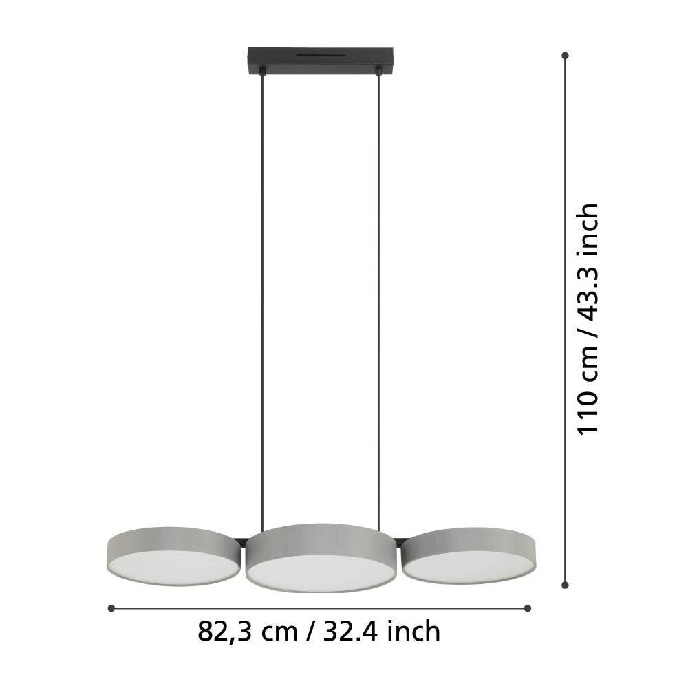 EGLO Hängeleuchte »BARBANO-Z Hängelampe, grau weiß, ZigBee 3.0, Disco-Modus, Timer«, 3 flammig, Leuchtmittel LED-Modul | LED fest integriert, App und Sprachsteuerung Alexa, ‎82 x 30 x 110 cm, exkl. Fernbedienung
