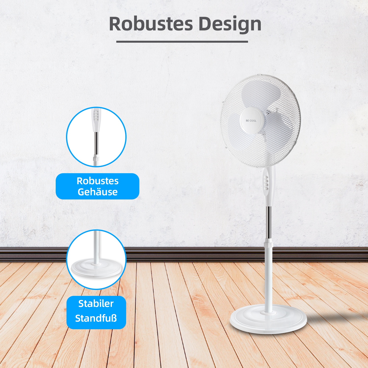 be cool Standventilator »Standventilator 40cm BC16SF« einfache Bedienung, höhenverstellbar