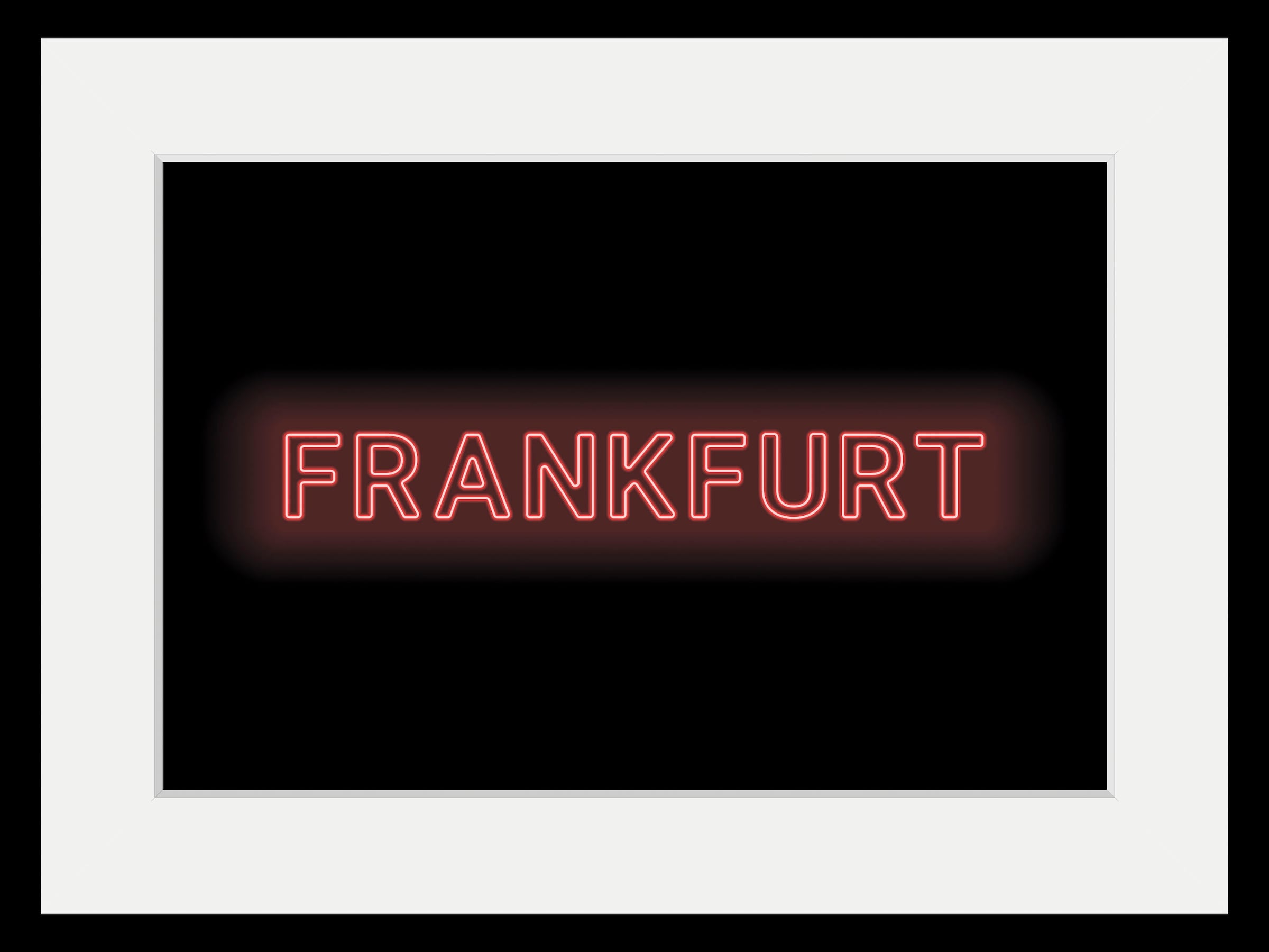 queence Bild »FRANKFURT LIGHTS«, Städte-Stadt-Deutschland-Schriftzug-Frankfurt am Main, (1 St.), HD Premium Poster-Druck inkl. Holzrahmen