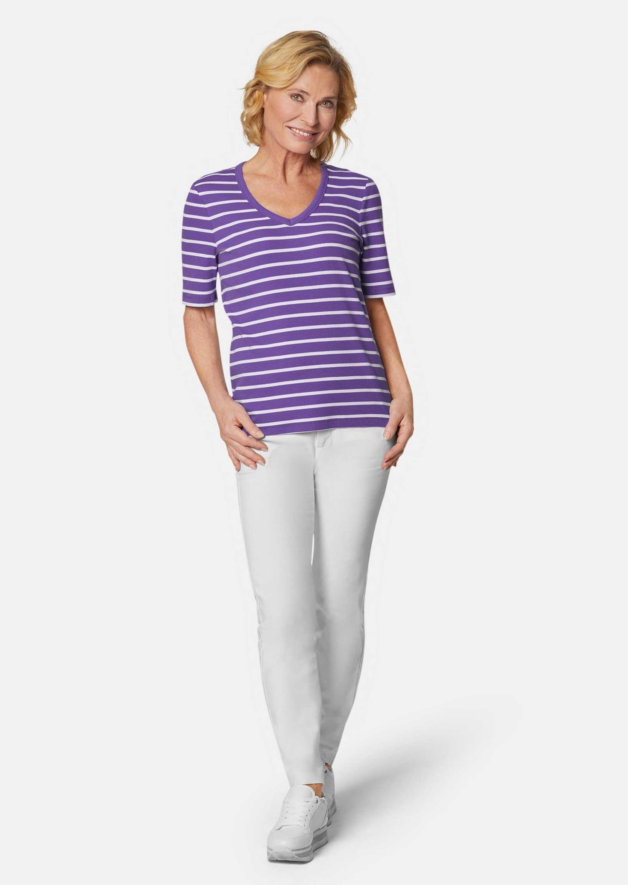 GOLDNER Langarm-Poloshirt »Kurzgröße Garngewirktes Ringelshirt aus weichem Interlock«