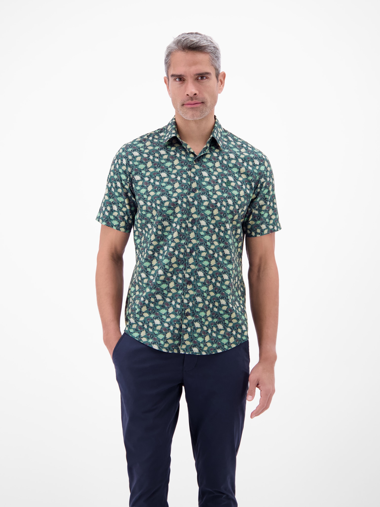 LERROS Kurzarmhemd »Floral bedrucktes Halbarmhemd, 100 % Baumwolle«