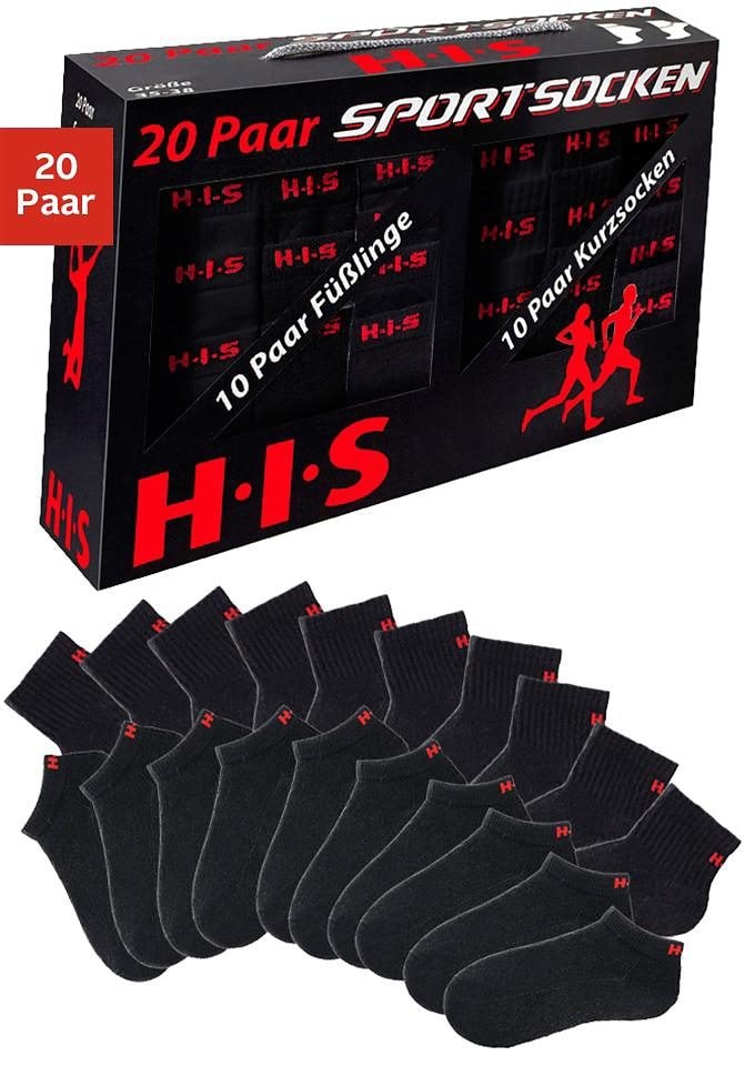 H.I.S Kurzsocken, (Set, 20 Paar), und Sneakersocken mit Frottee