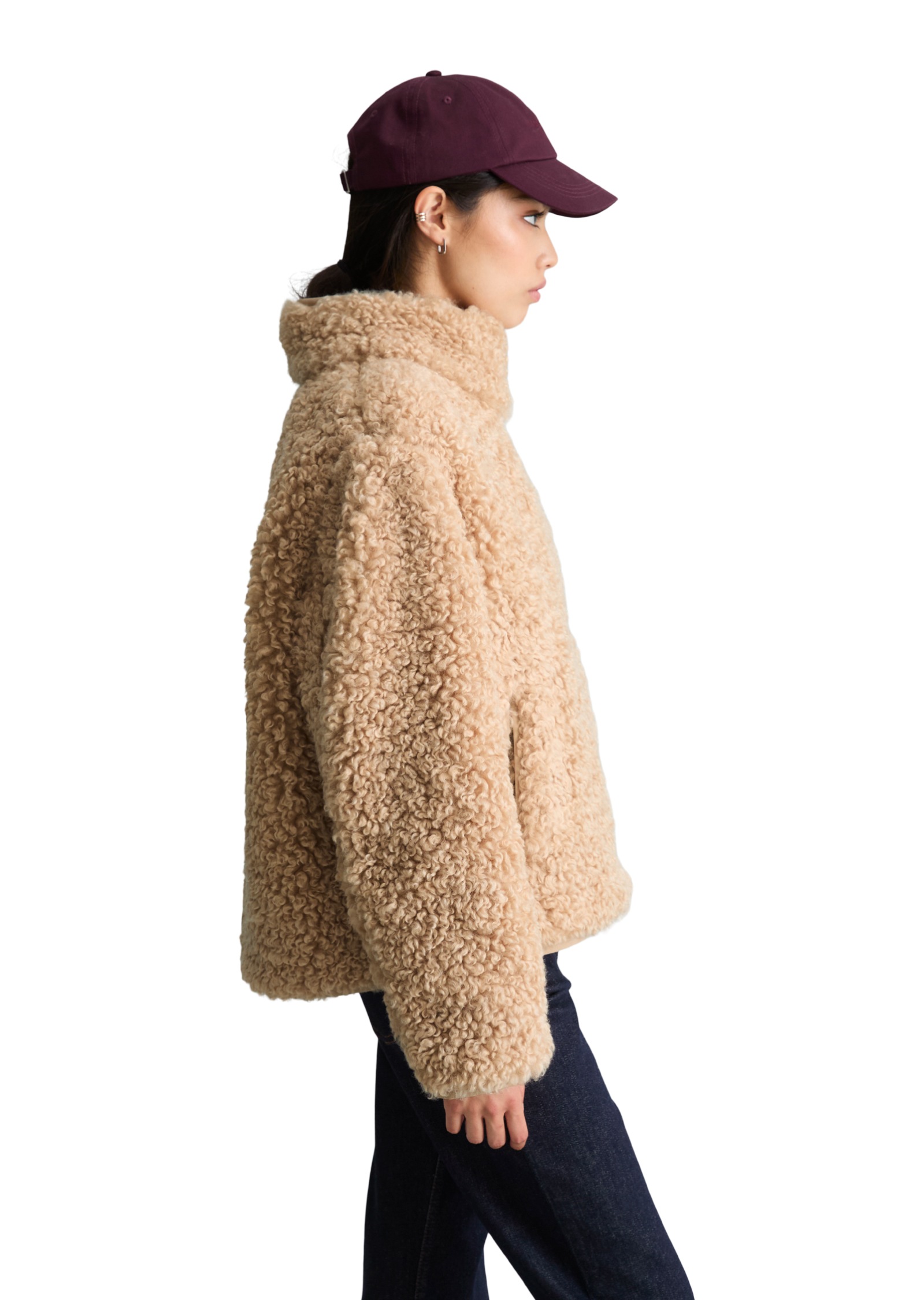 Marc O'Polo DENIM Plüschjacke aus weichem Curly-Plüsch, Regular Fit, Stehkragen