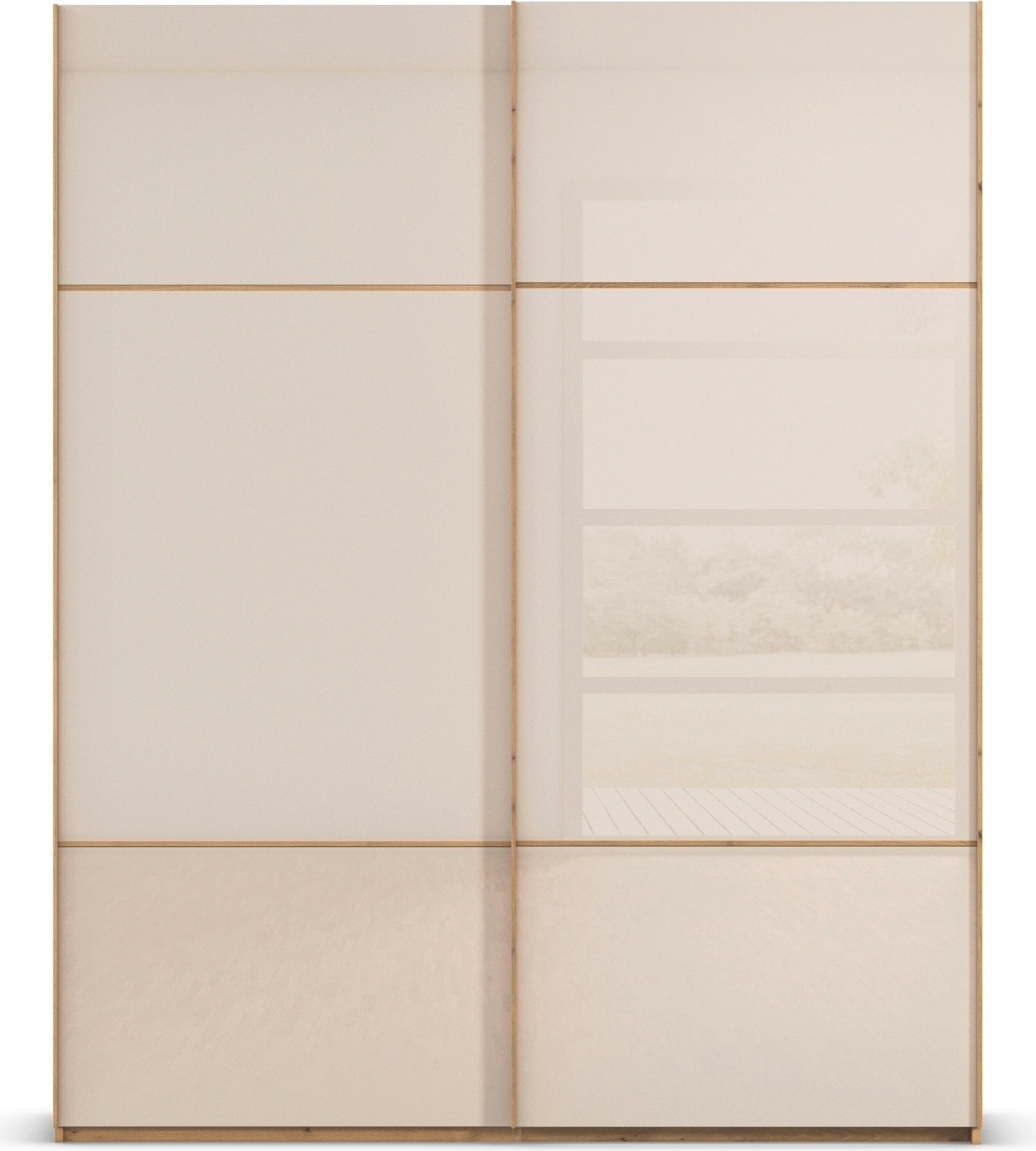 rauch Schwebetürenschrank »Kleiderschrank Schrank Garderobe Schlafzimmerschrank SCALE-TRIO« edle dreigeteilte Front mit 2 Zierleisten Glasfront MADE IN GERMANY