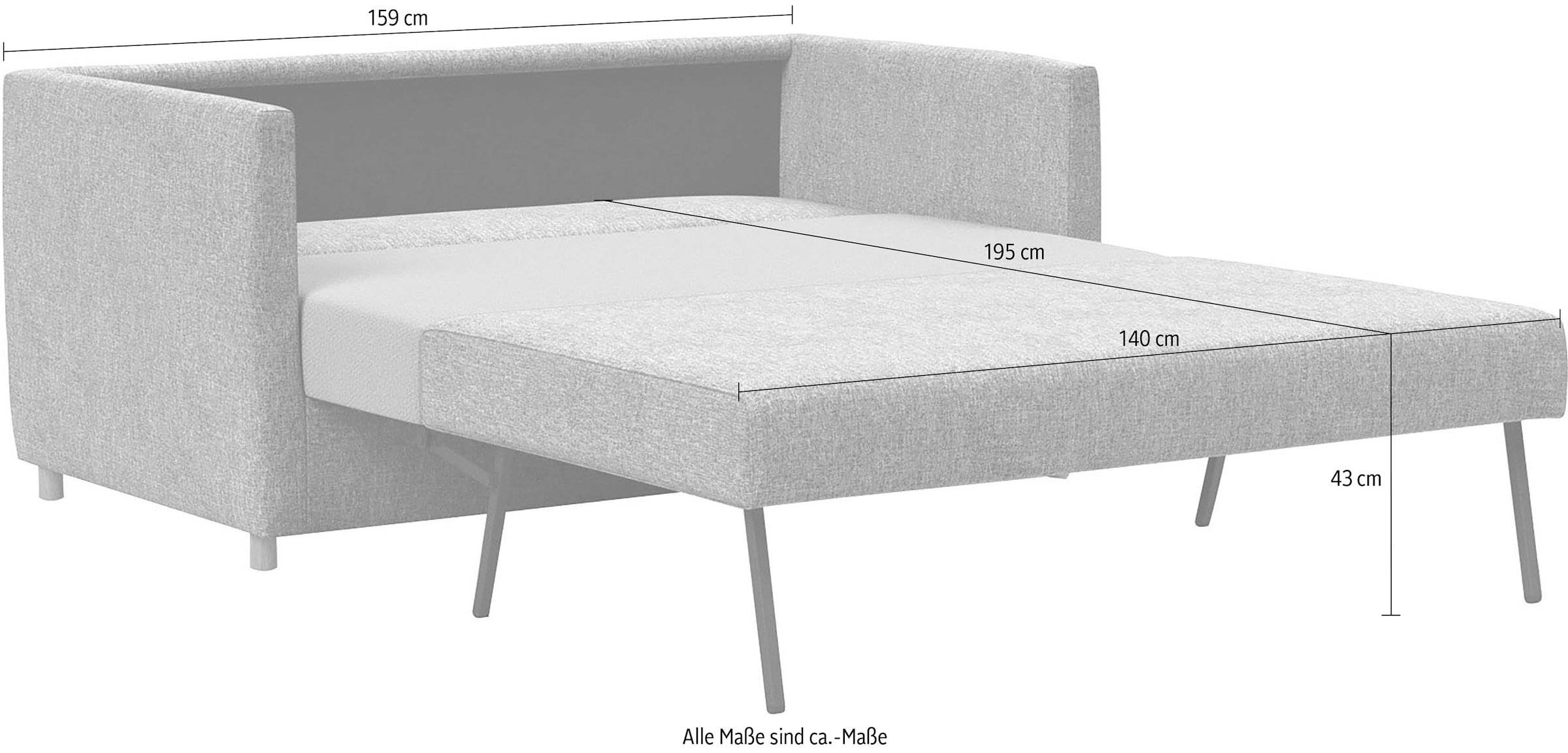 INNOVATION LIVING ™ 3-Sitzer »Olan Schlafsofa, innovativ und modern, kompakte Stellfläche«, leichtgängiger Ausklappmechanismus; schmale Armlehnen, Eichenfüße
