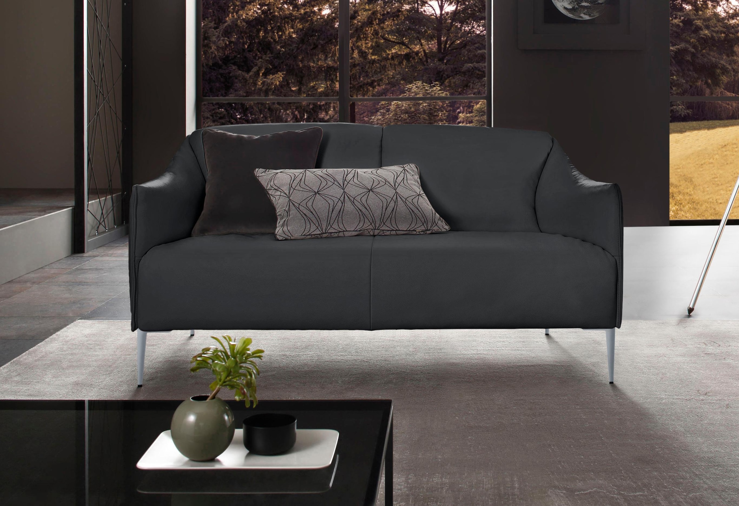 W.SCHILLIG 2-Sitzer »sally Design-Sofa, Loungesofa, bequem, schmale Armlehnen, Breite 154cm« mit Metallfüßen in Silber matt, Breite 154 cm