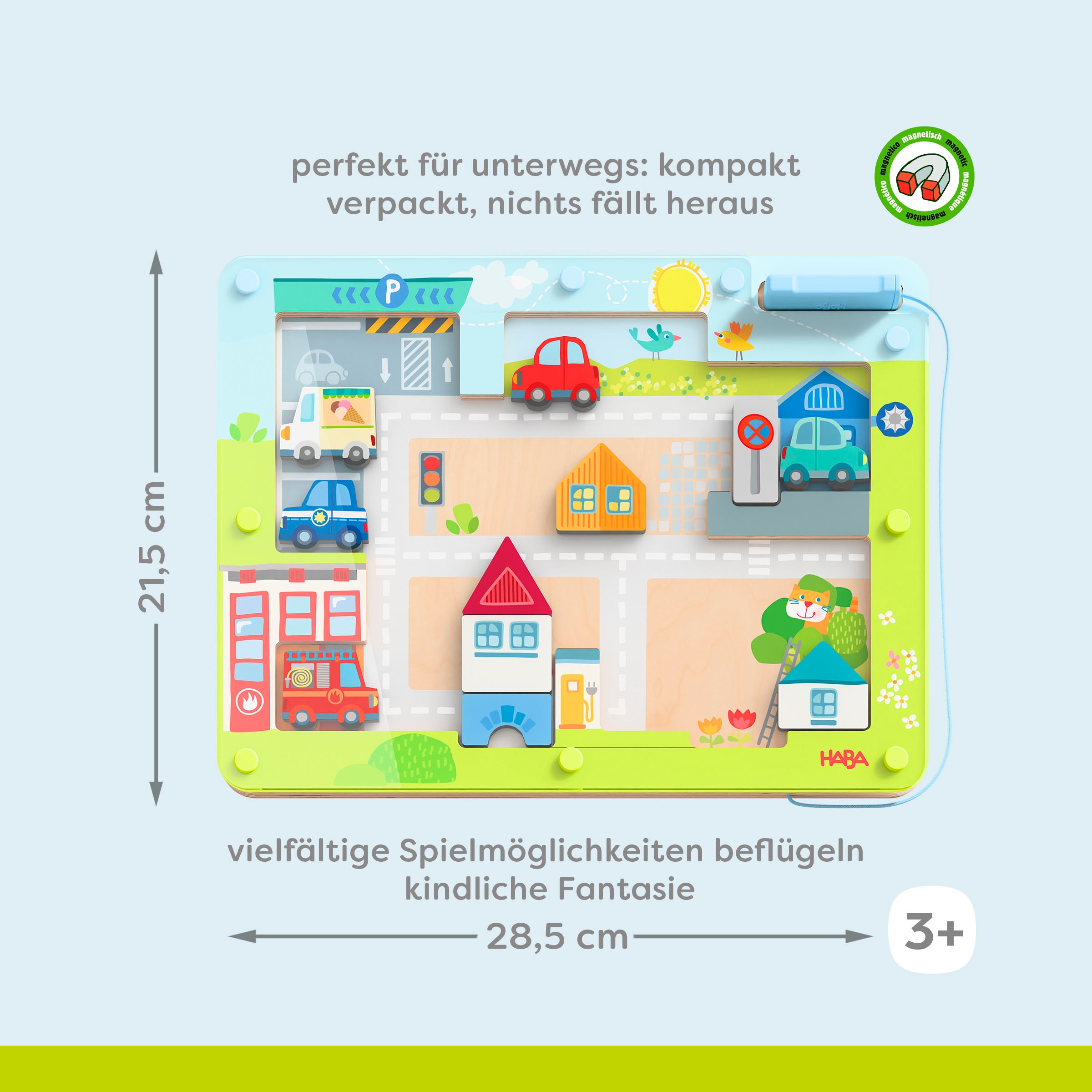 Haba Spiel »Vario Stadt mit Magnetstift und magnetischen Motivplättchen«