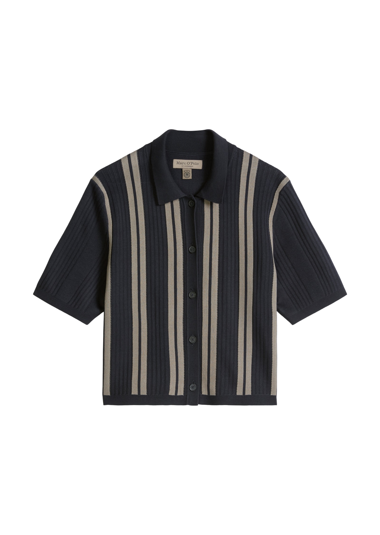 Marc O'Polo Strickjacke »DFB Travel Collection« Kurzarm-Cardigan aus merzerisierter Bio-Baumwolle