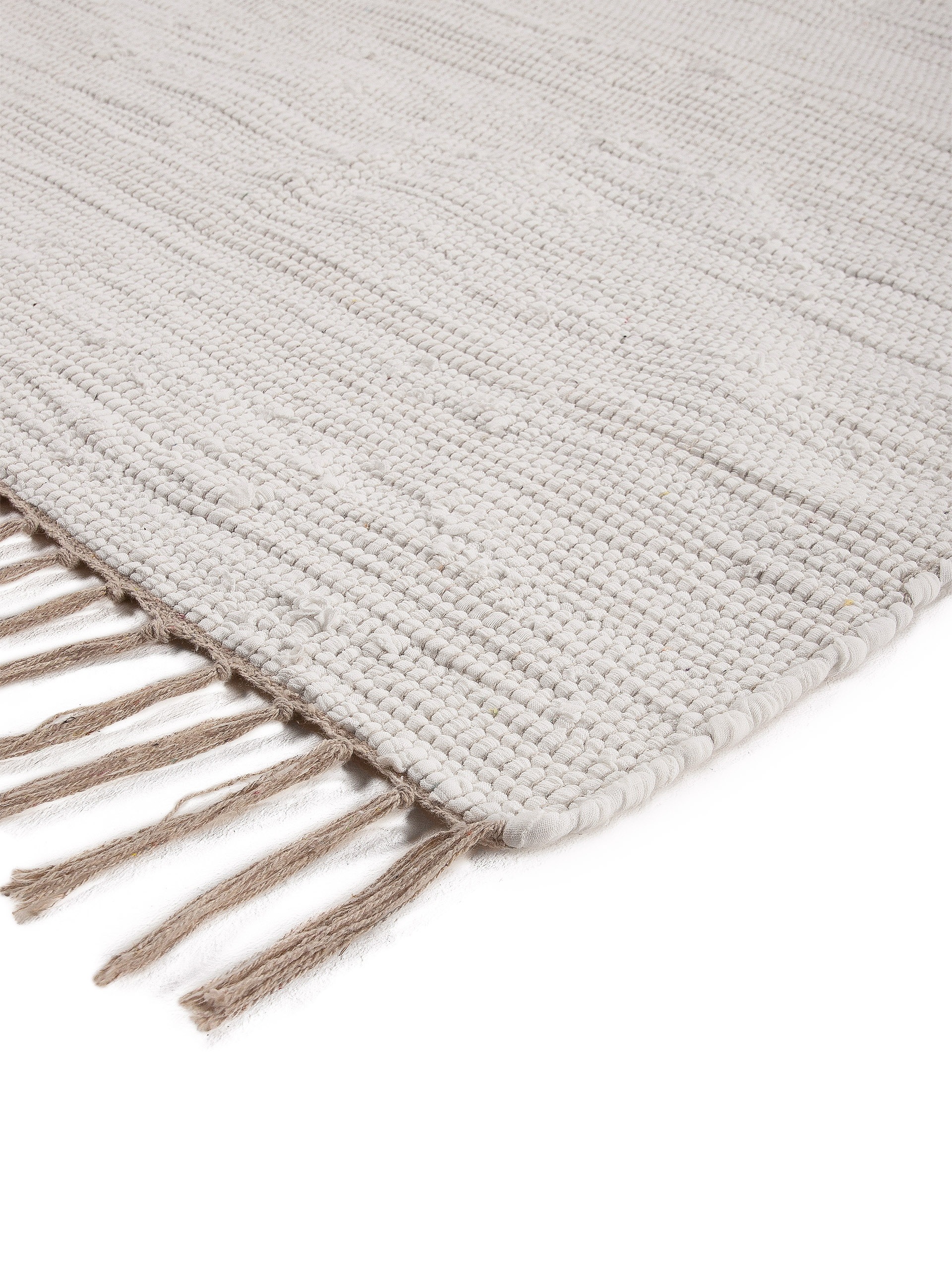 carpetfine Teppich »Kelim Chindi uni«, rechteckig, 5 mm Höhe, Wendeteppich, reine Baumwolle, handgewebt, Uni-Farben, mit Fransen