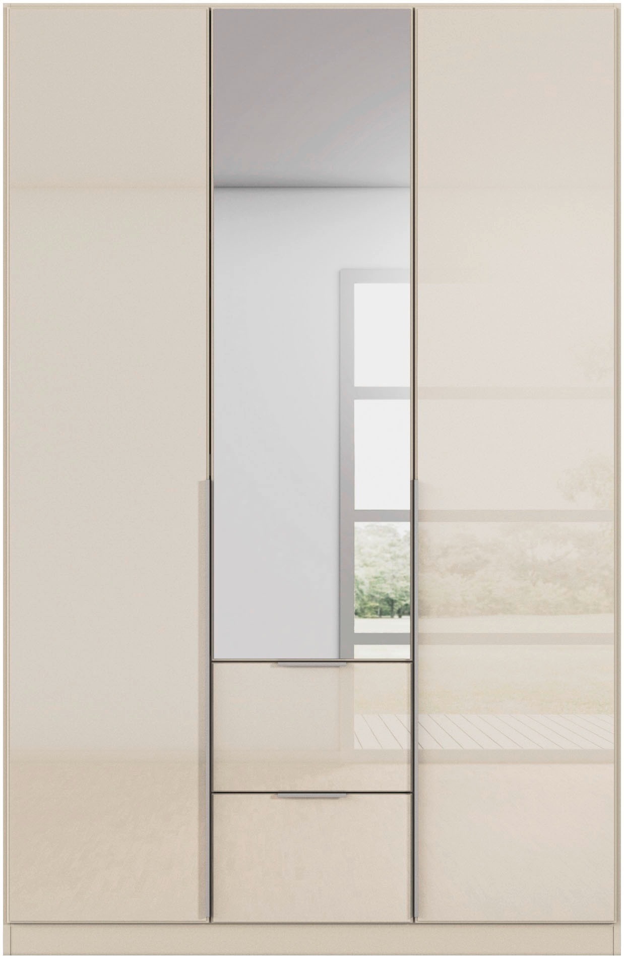 rauch Drehtürenschrank »Kleiderschrank Kleiderschränke Schrank Garderobe AGORDO mit Glasfront«, (in zwei Griff-Farben mit Glasfront), mit Außenschubkästen, in 6 Breiten und 2 Höhen MADE IN GERMANY