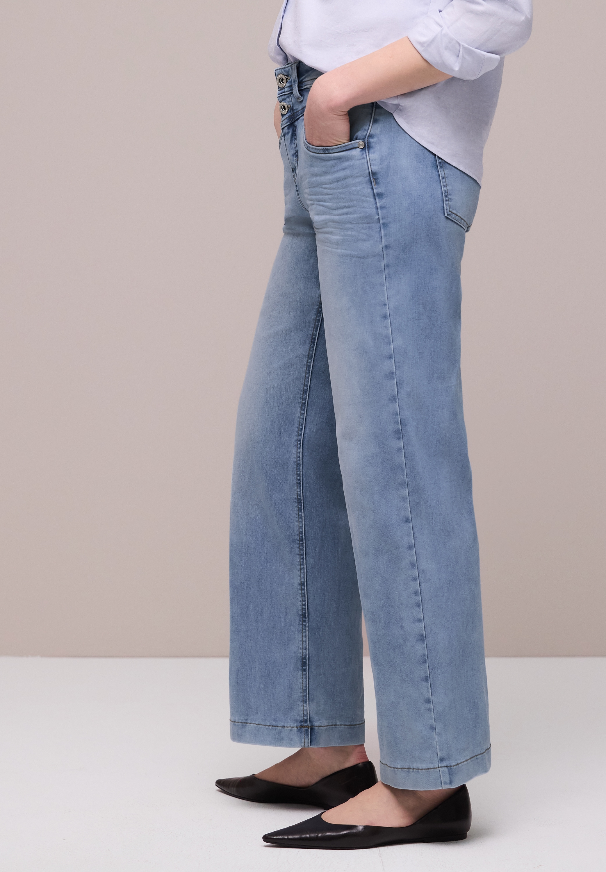 STREET ONE High-waist-Jeans »Style Emee« mit weitem Bein und Viskose mit Stretch