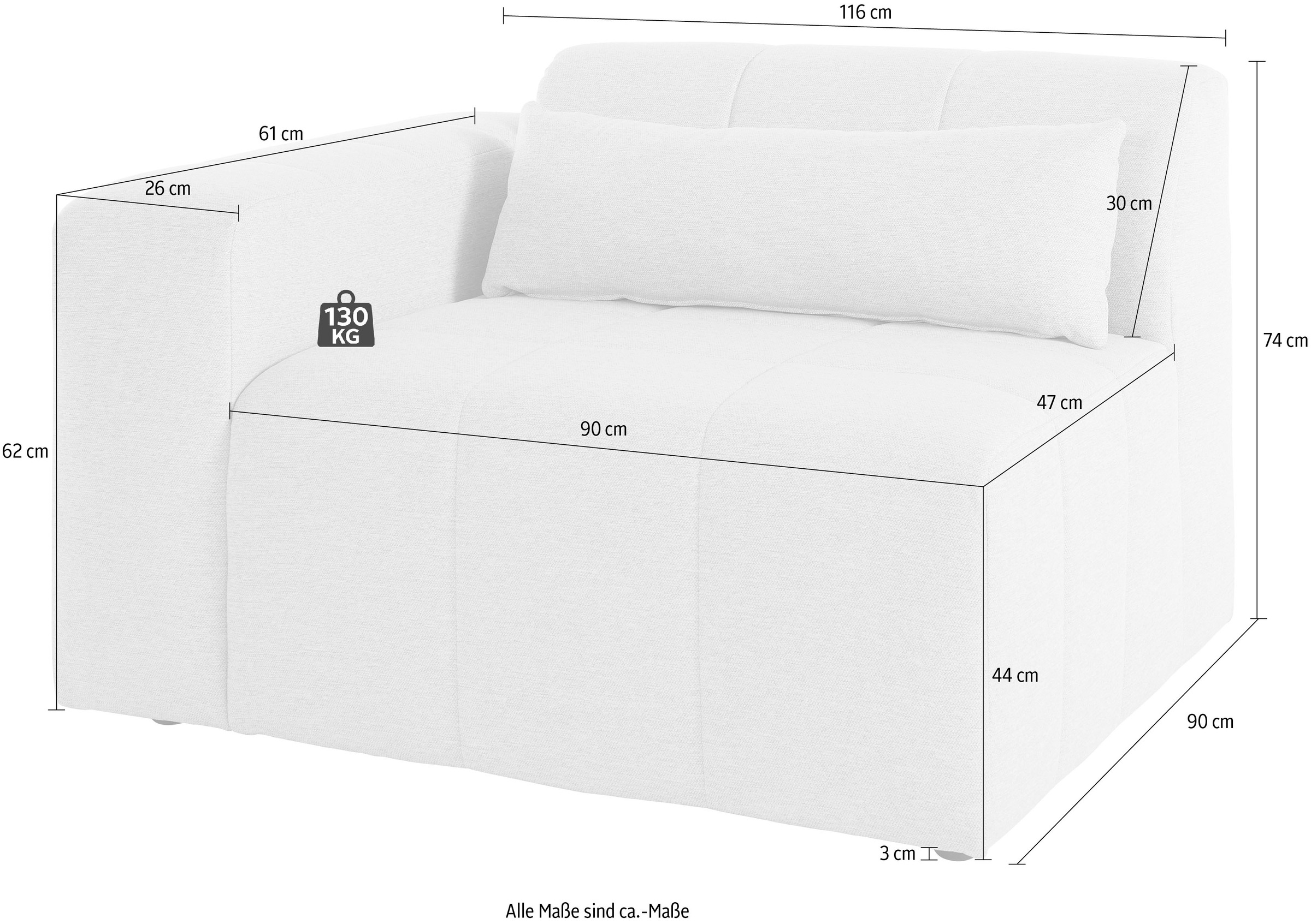 LeGer Home by Lena Gercke Sofaelement »Maileen«, Modul Sessel mit Armlehne, verknüpfbar mit anderen Modulen der Serie