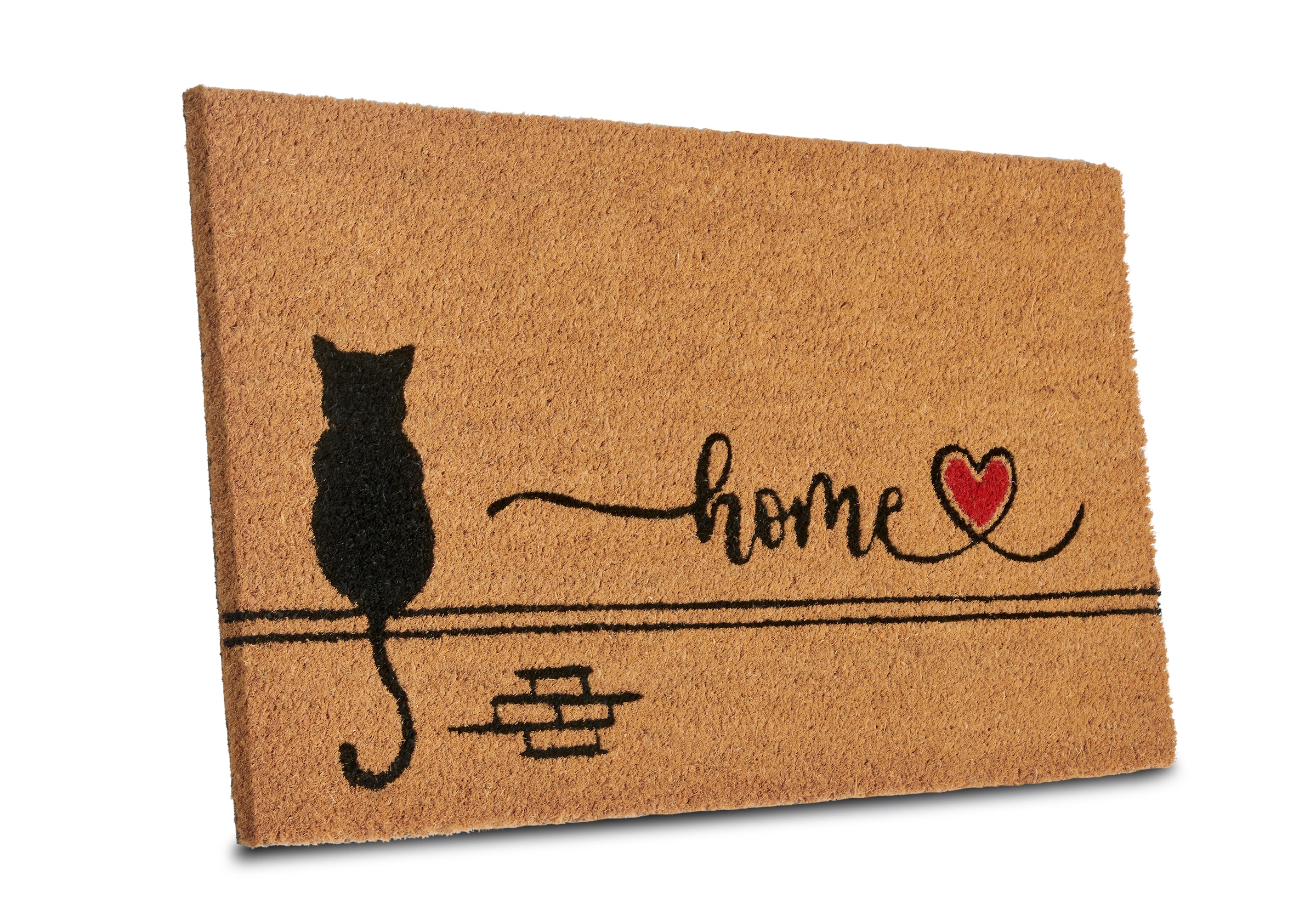 HANSE Home Fußmatte »Kokos Cat Home, Türmatte«, rechteckig, 15 mm Höhe, Schmutzfangmatte, Rutschfest, Outdoor, Innen, Außen, Kokosmatte, Flur