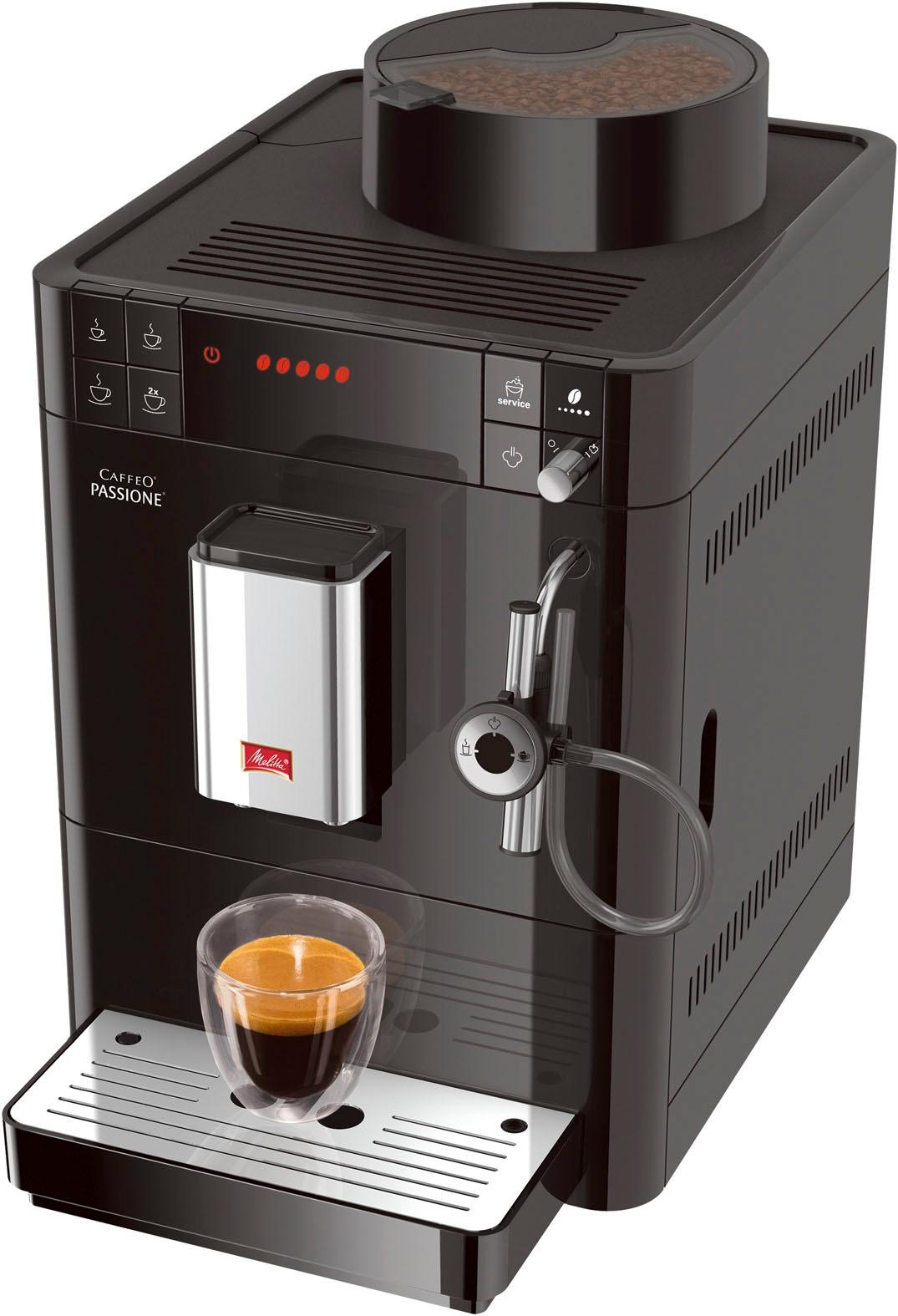 Melitta OTTO »Passione® bestellen jetzt für schwarz«, Kaffeevollautomat Entkalkung F53/0-102 gemahlen, frisch Reinigung & Tassengenau bei Service-Taste