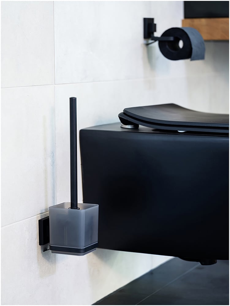 WENKO WC-Garnitur »Vacuum-Loc® Modell Quadro«, aus Edelstahl-Kunststoff, WC-Bürstenhalter mit Klobürste zur Wandbefestigung ohne Bohren