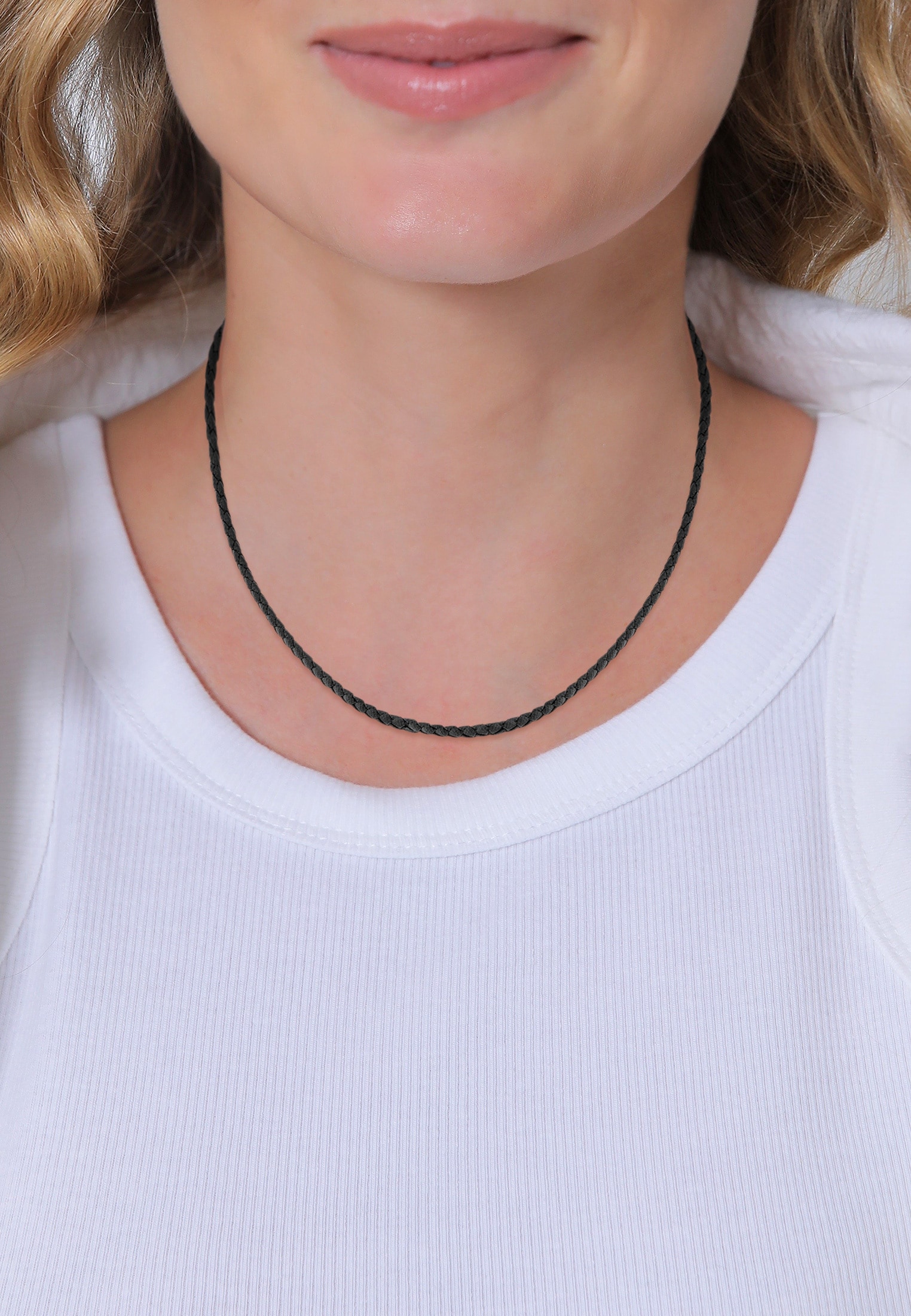 Nenalina Kette ohne Anhänger »Halskette Lederhalsband Basic Kette Kombinierbar 925 Silber«